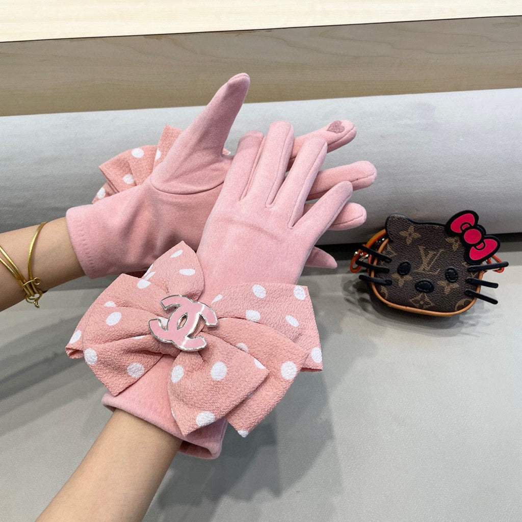 GLOVES IN ROSE PINK MIX WHITE WOOL 454574