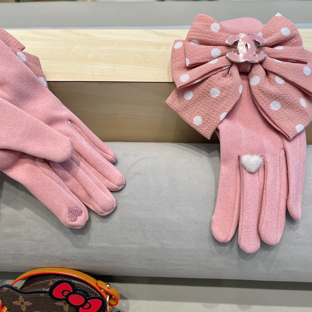 GLOVES IN ROSE PINK MIX WHITE WOOL 454574