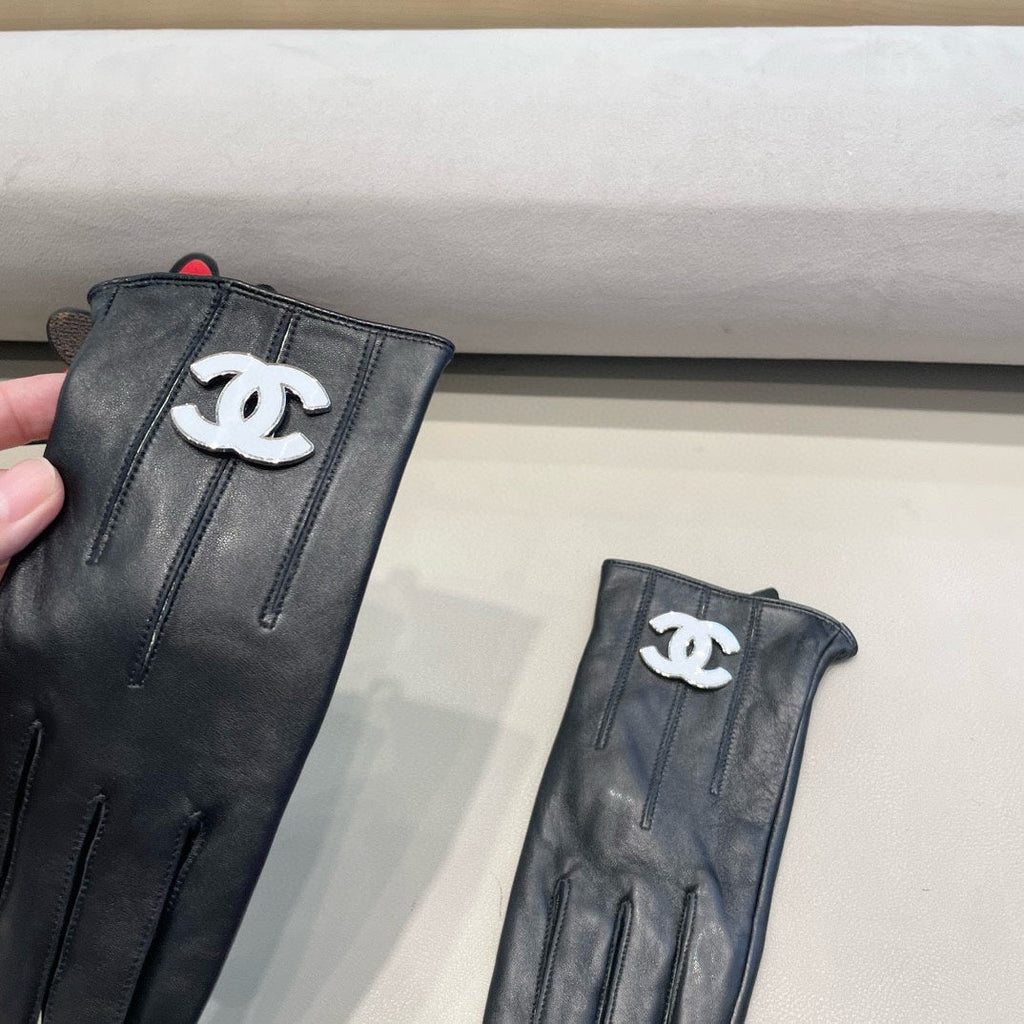 GLOVES IN BLACK LAMBSKIN WITH WHITE LOGO 462412