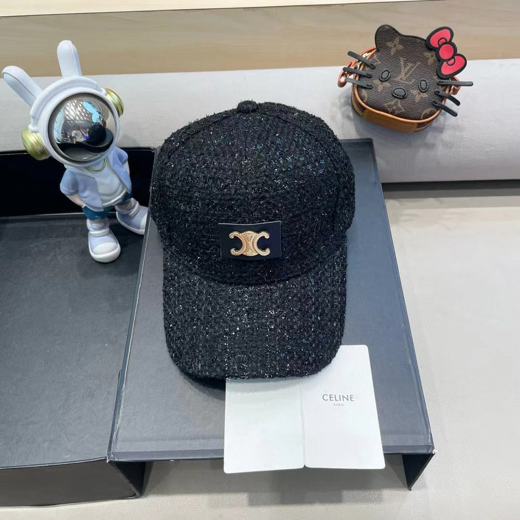 BASEBALL CAP MODEL 650508 IN BLACK TEXTURED SPARKLE FABRIC