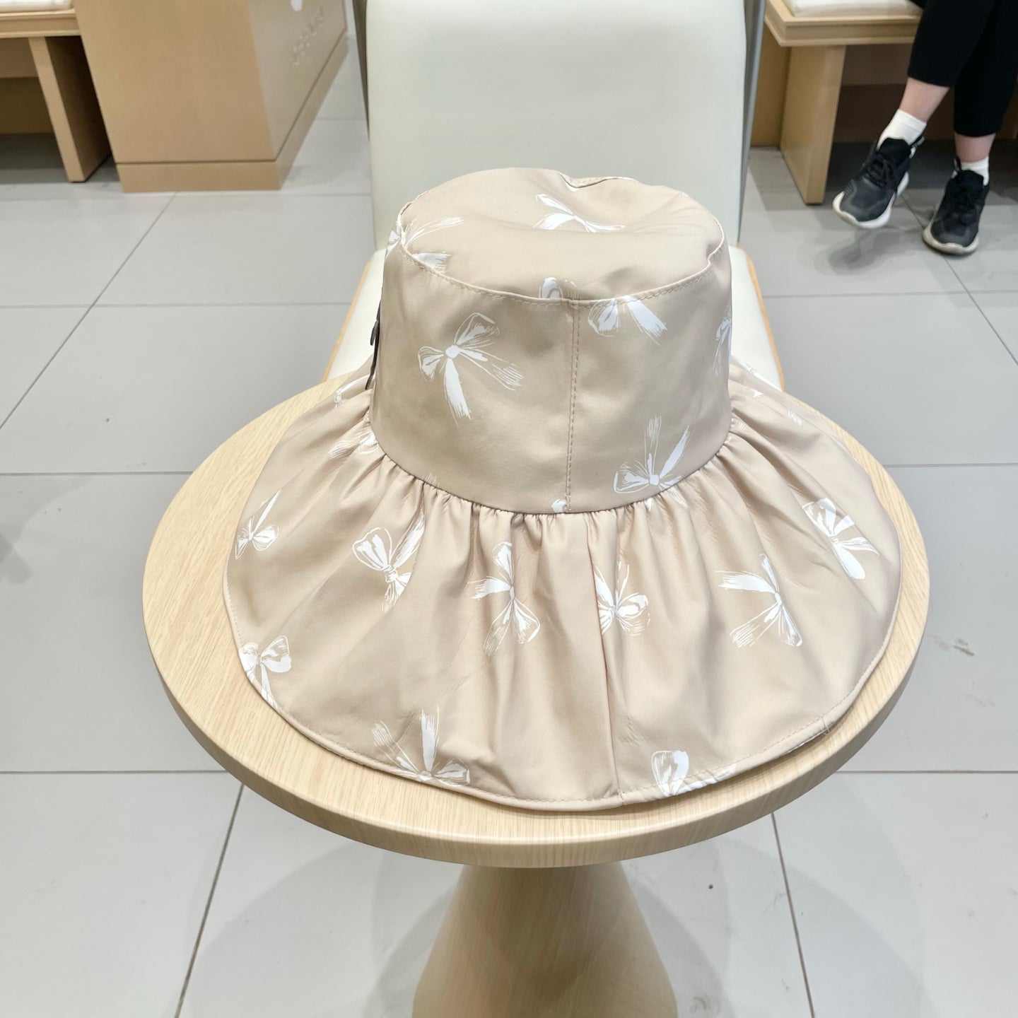 CELINE 25S BUCKET BOW HAT 733403 IN BEIGE