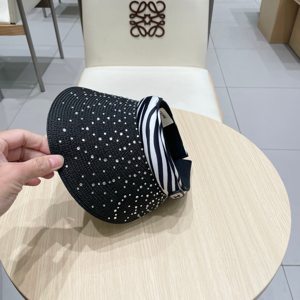 VISOR HAT MODEL 652215 IN BLACK WOVEN STRAW