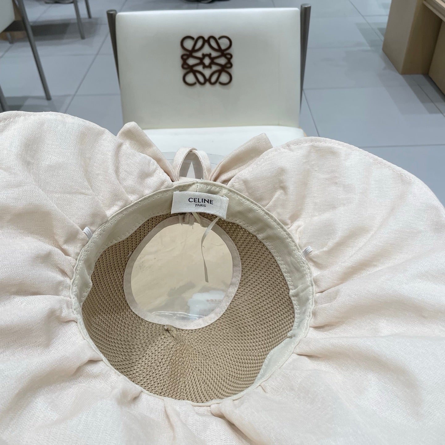 WIDE BRIM HALF HEAD HAT MODEL 650678 IN DARK BEIGE MESH FABRIC