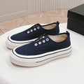 Double C Platform Biscuit Shoes Fabric Navy Blue
