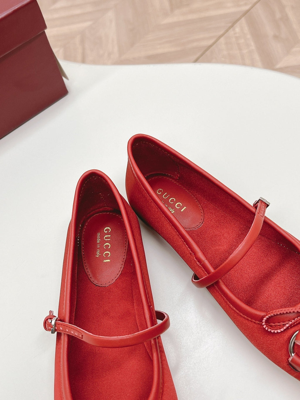 GG BALLET FLAT CRIMSON SILK