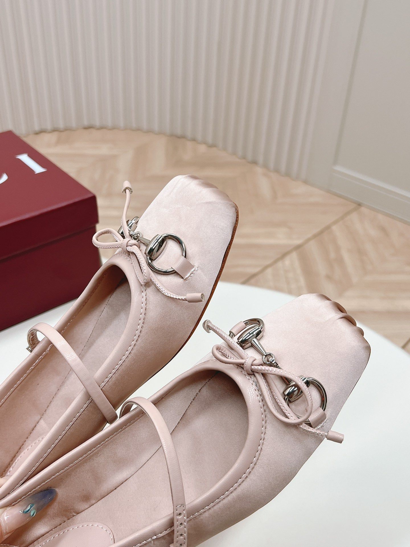GG BALLET FLAT PASTEL PINK SILK