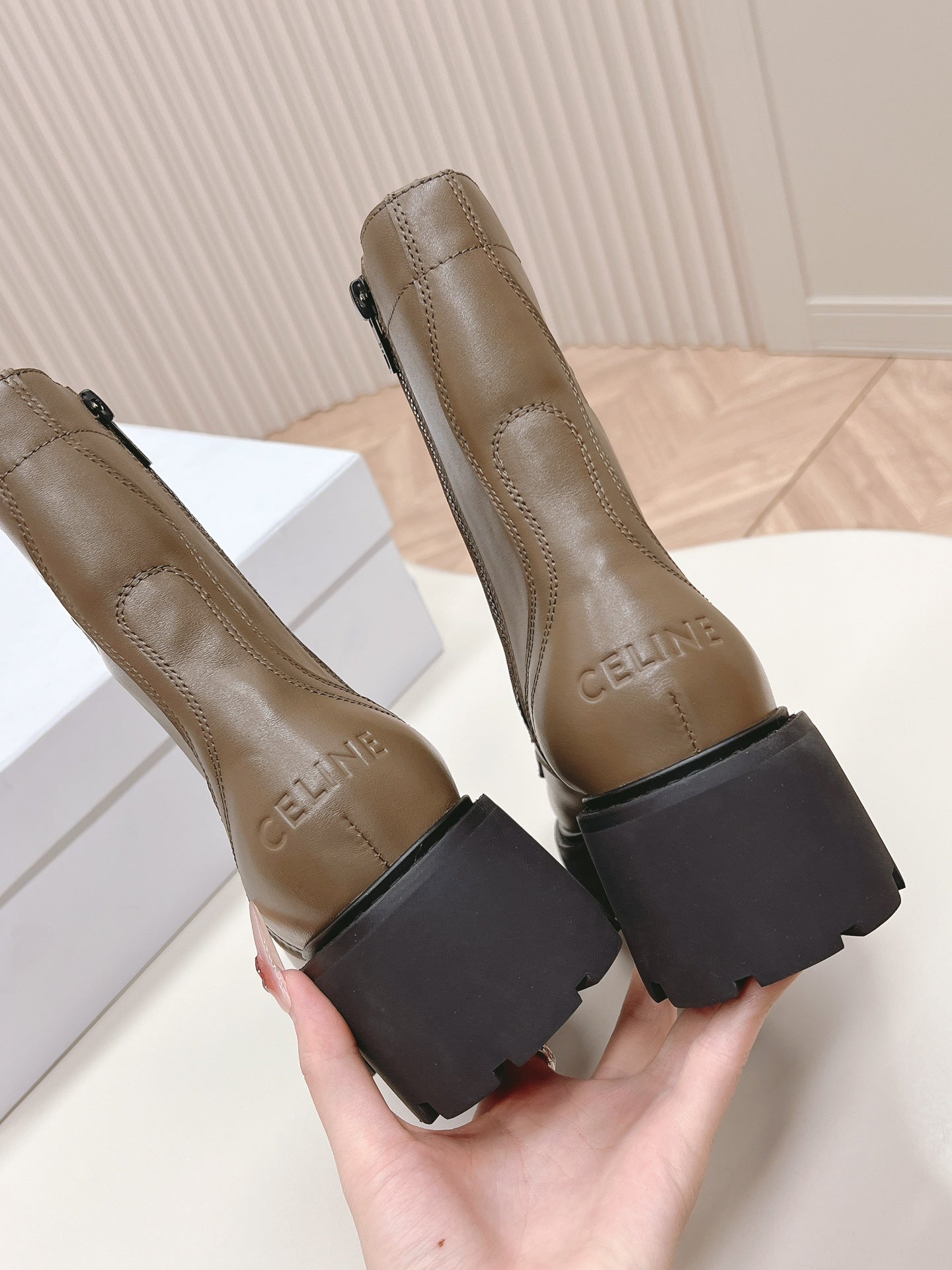 TRIOMPHE RANGERS MID LACE-UP BOOT IN CHOCOLATE BROWN CALFSKIN