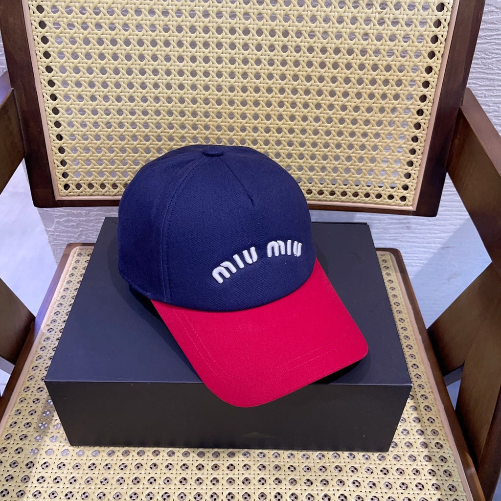 MM BASEBALL CAP IN NAVY BLUE AND RED FABRIC WITH LOGO EMBROIDERY