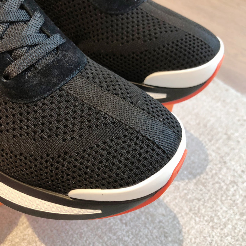 HEROS SNEAKER IN BLACK BREATHABLE MESH FABRIC AND BRONZE BROWN CALFSKIN