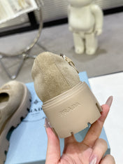 PRADA 25S PLATFORM MARY JANE SHOES IN BEIGE SUEDE STYLE 4
