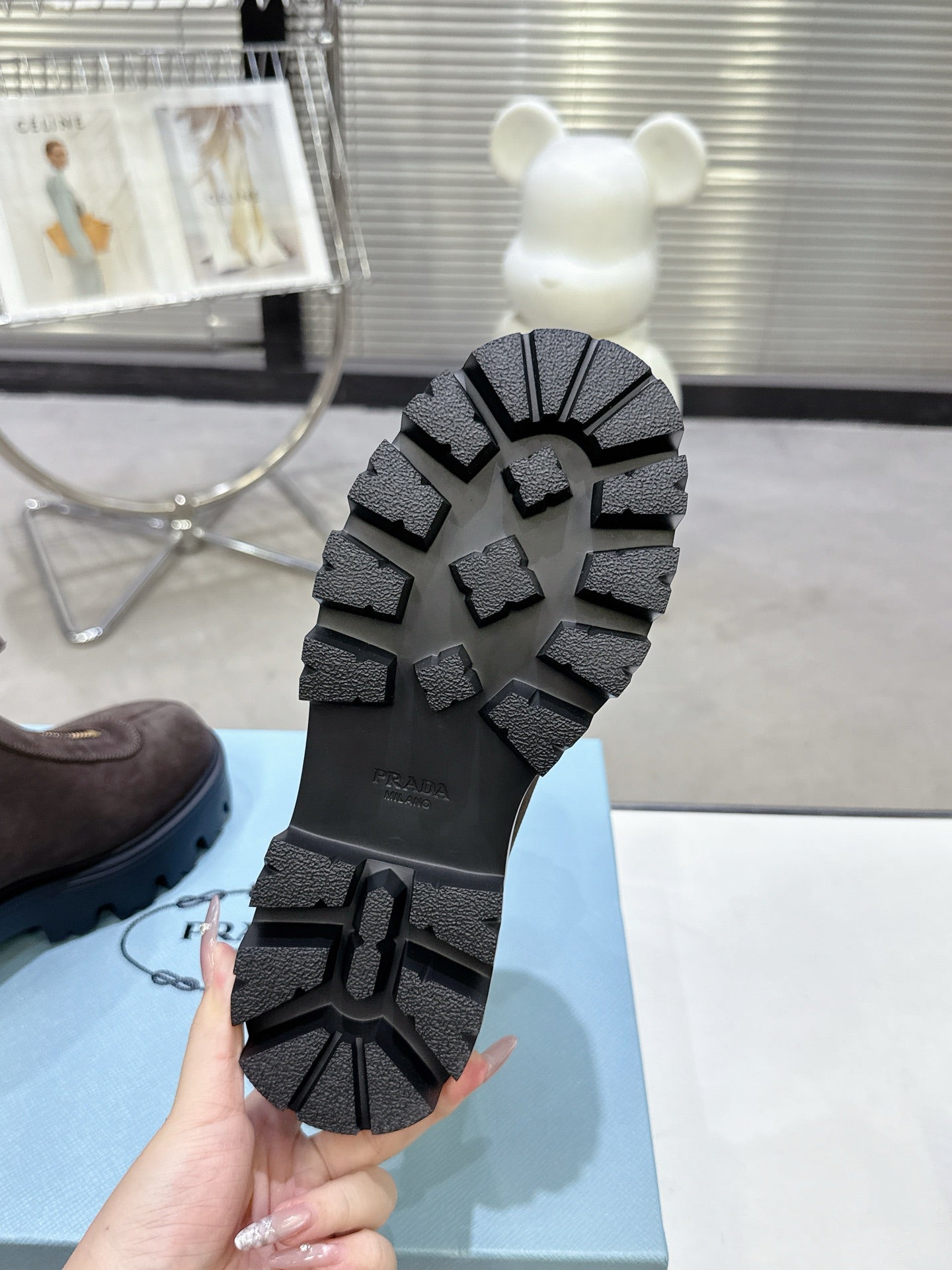 PRADA 25S ZIP-UP ANKLE BOOTS IN DARK BROWN SUEDE