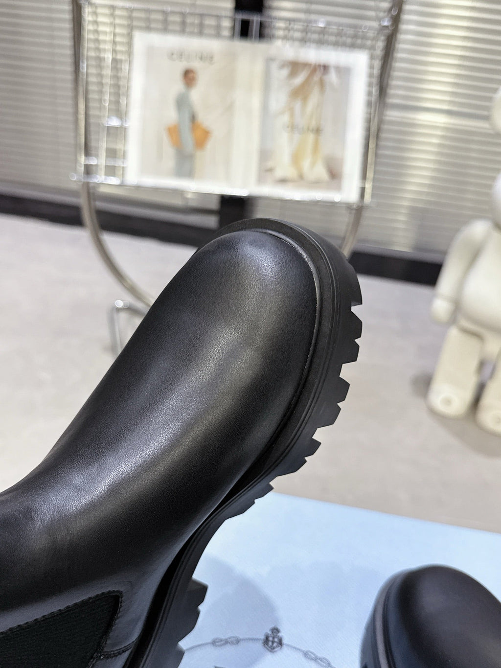 PRADA 25S RETRO PLATFORM MARTIN ANKLE BOOTS IN BLACK CALFSKIN