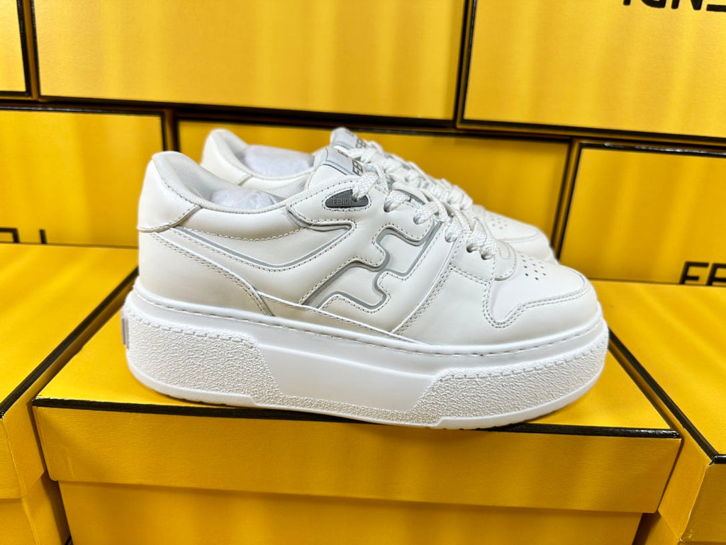 FENDI THICK-SOLDED SNEAKER IN WHITE LAMBSKIN