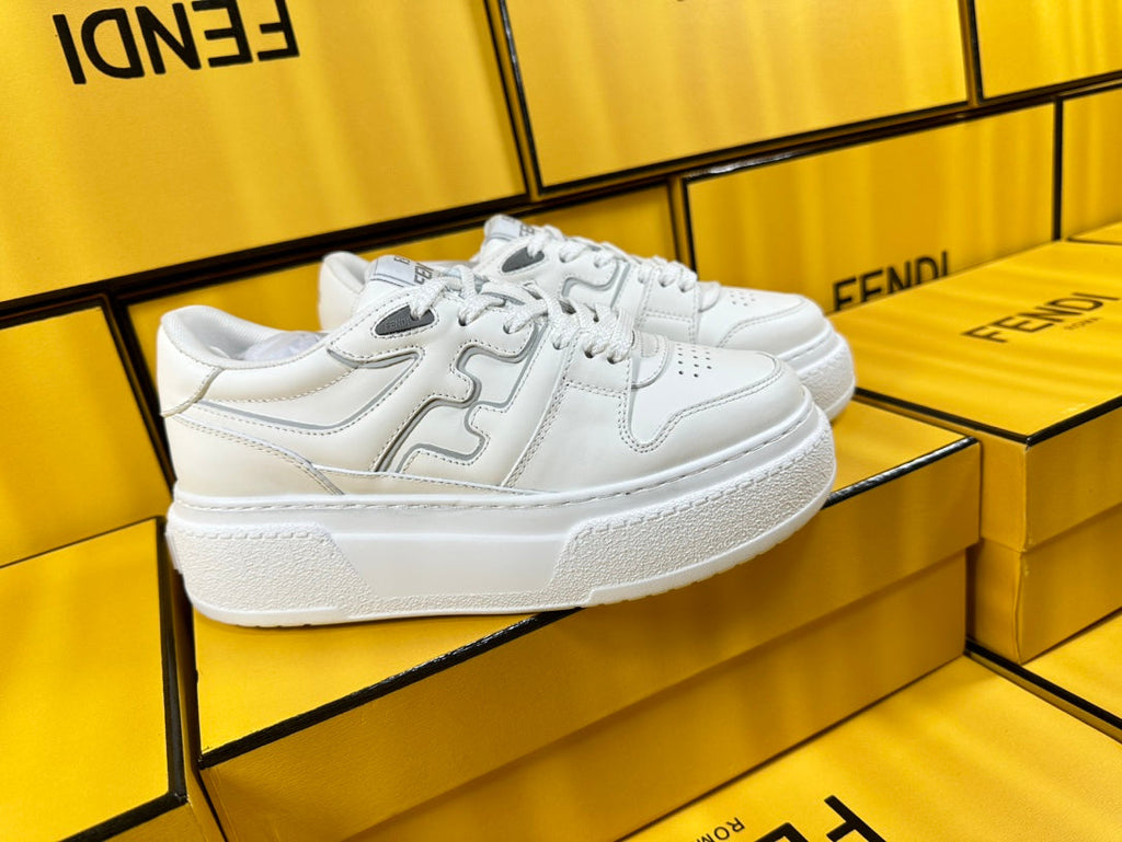 FENDI THICK-SOLDED SNEAKER IN WHITE LAMBSKIN