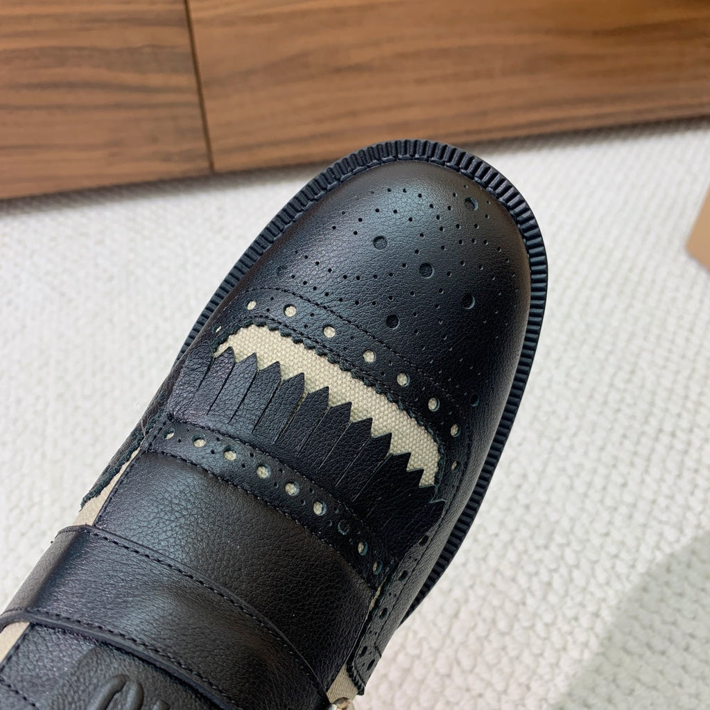 OXFORD SHOES BLACK MIX CREAM COWHIDE