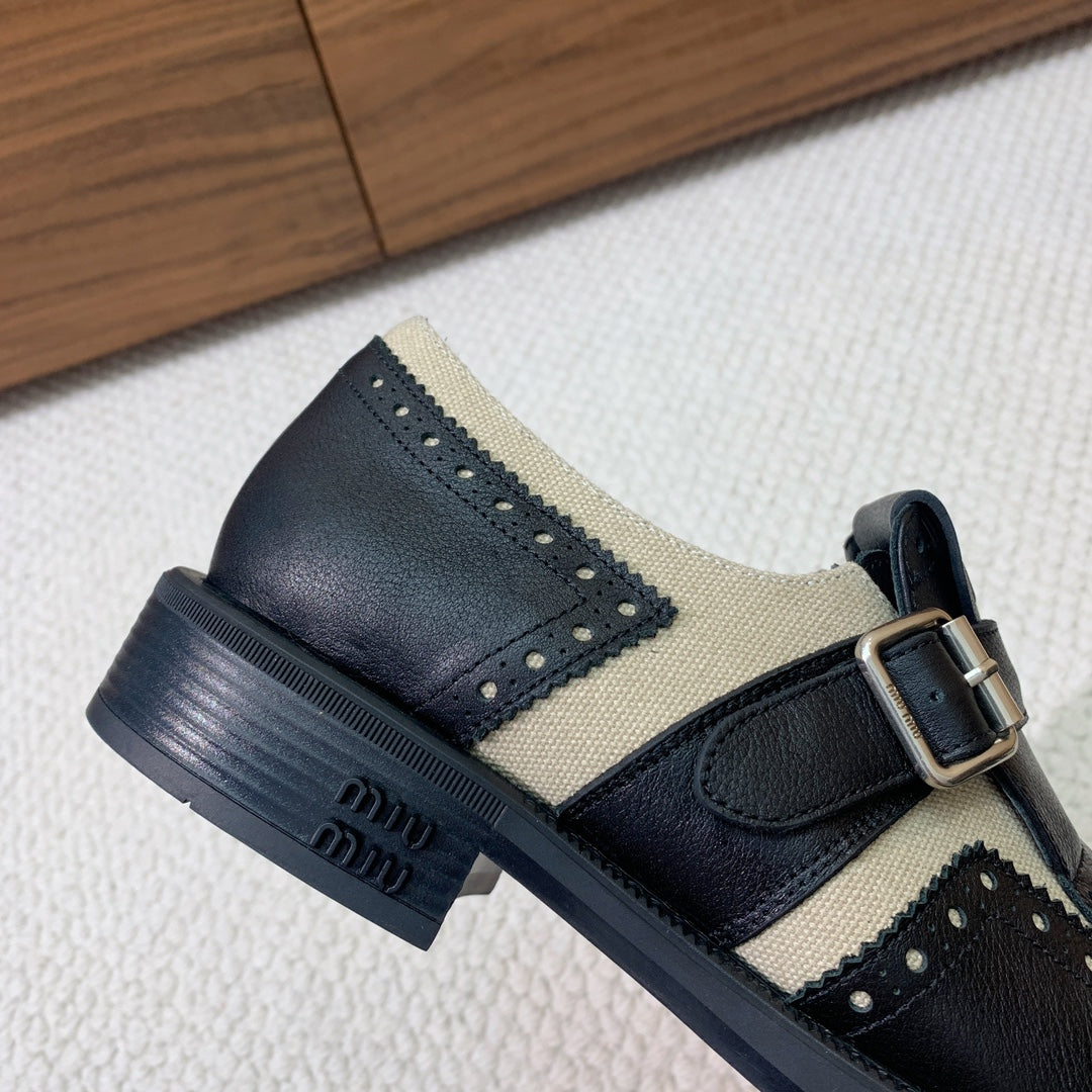 OXFORD SHOES BLACK MIX CREAM COWHIDE