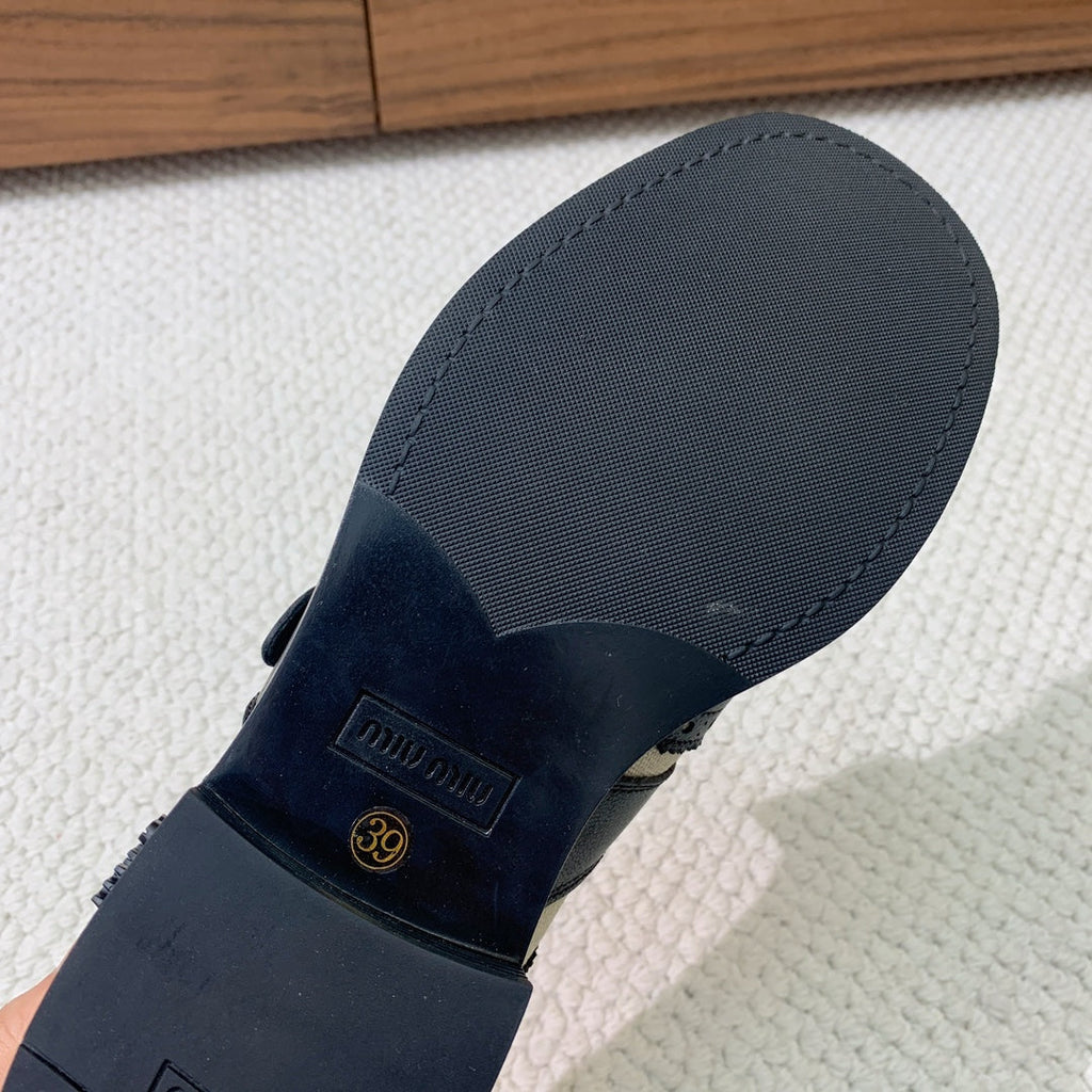 OXFORD SHOES BLACK MIX CREAM COWHIDE