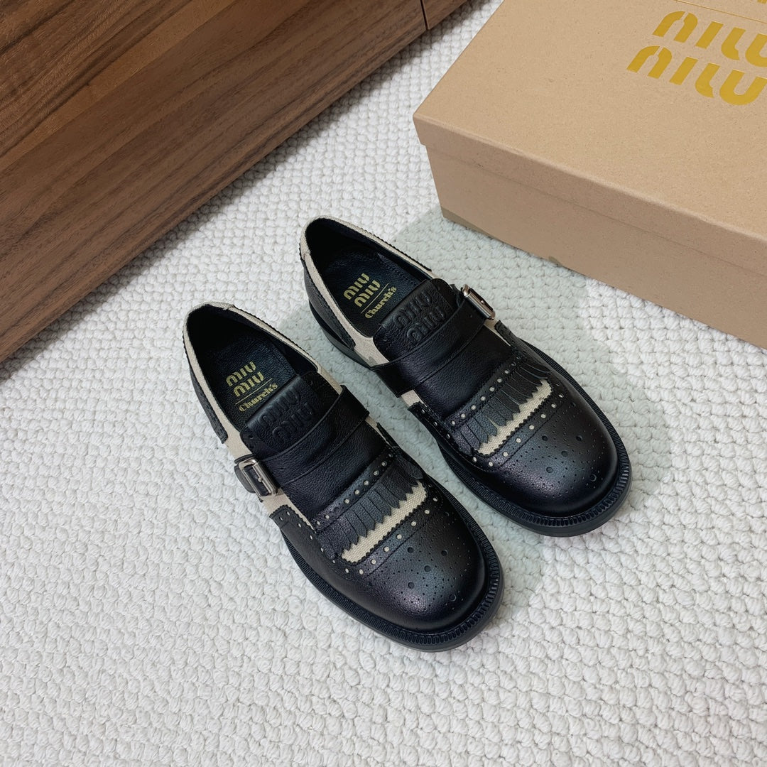 OXFORD SHOES BLACK MIX CREAM COWHIDE