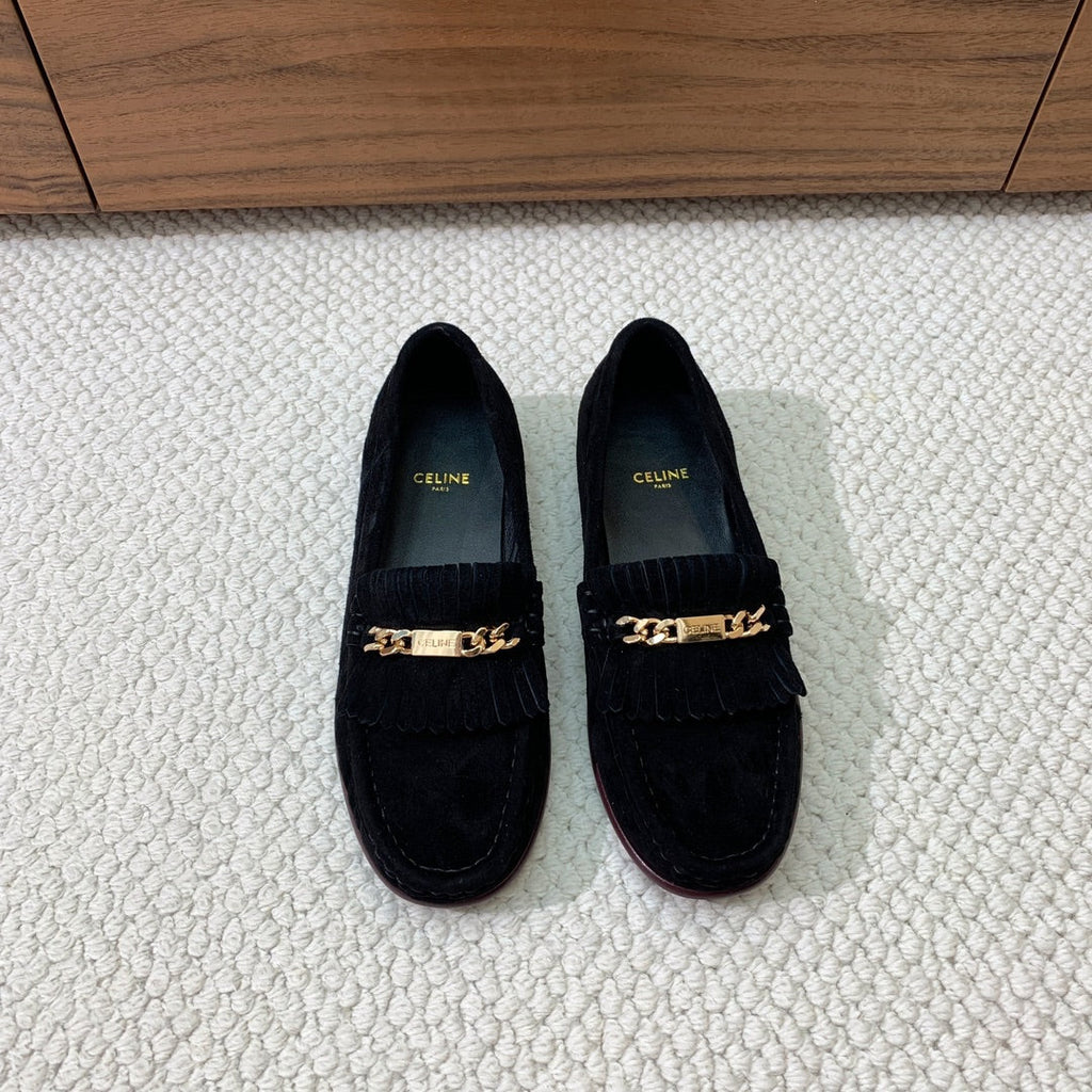 LUCO LOAFER WITH FRINGES IN BLACK SUEDE