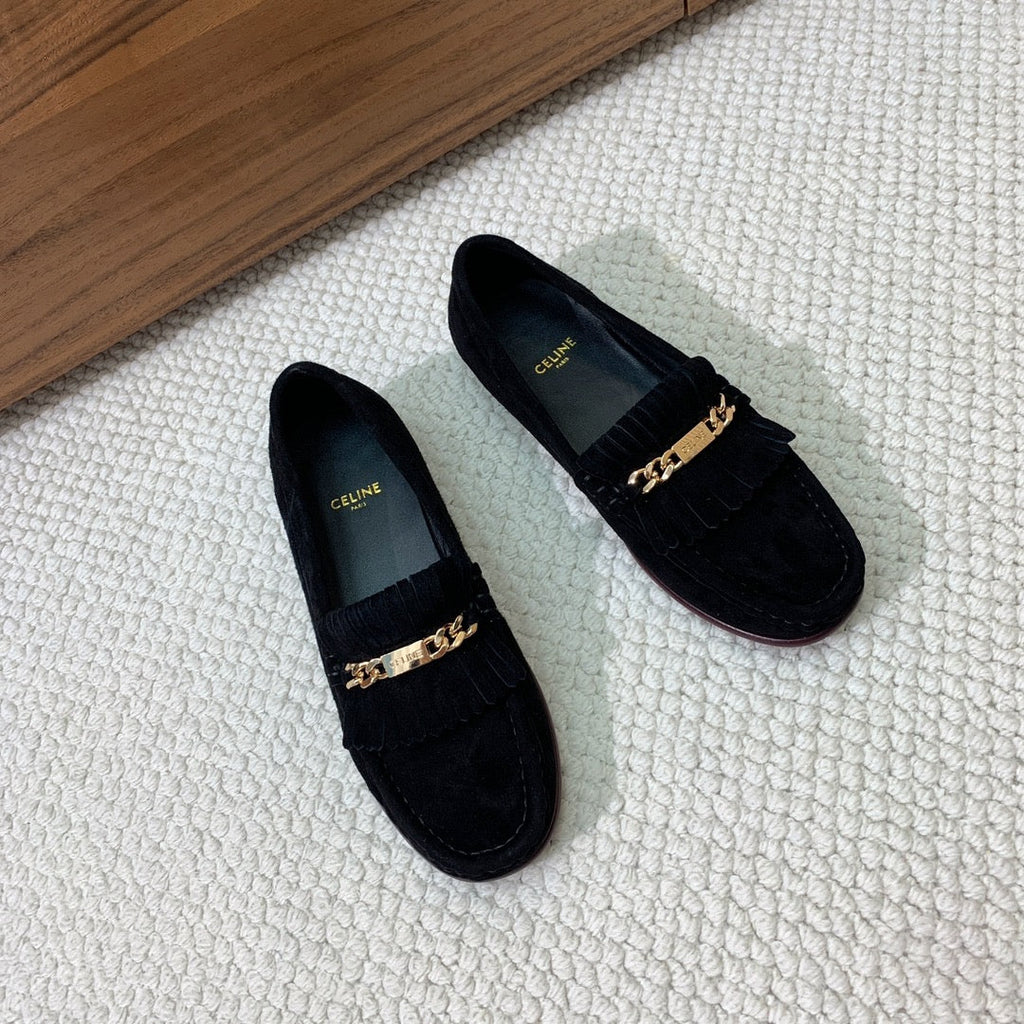 LUCO LOAFER WITH FRINGES IN BLACK SUEDE