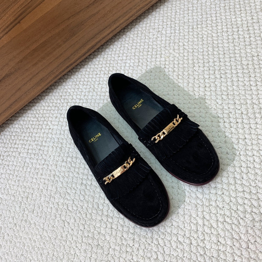 LUCO LOAFER WITH FRINGES IN BLACK SUEDE