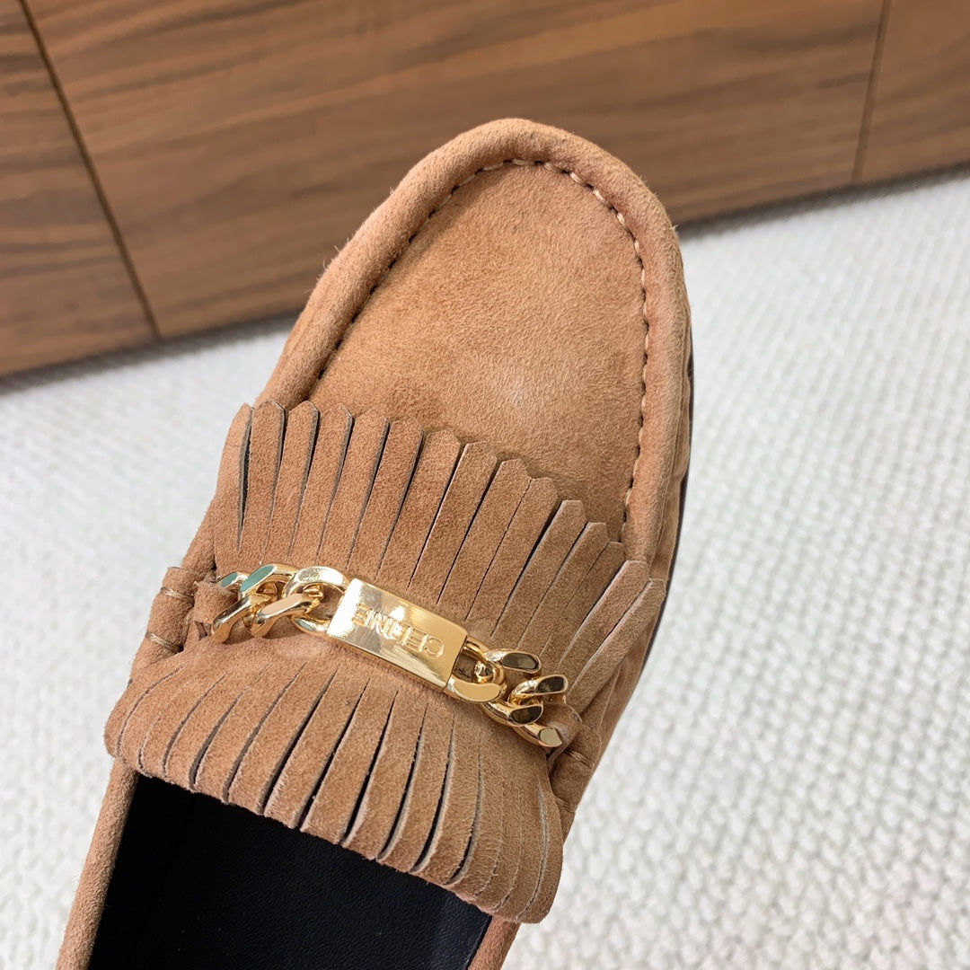 LUCO LOAFER WITH FRINGES IN COPPER BROWN SUEDE