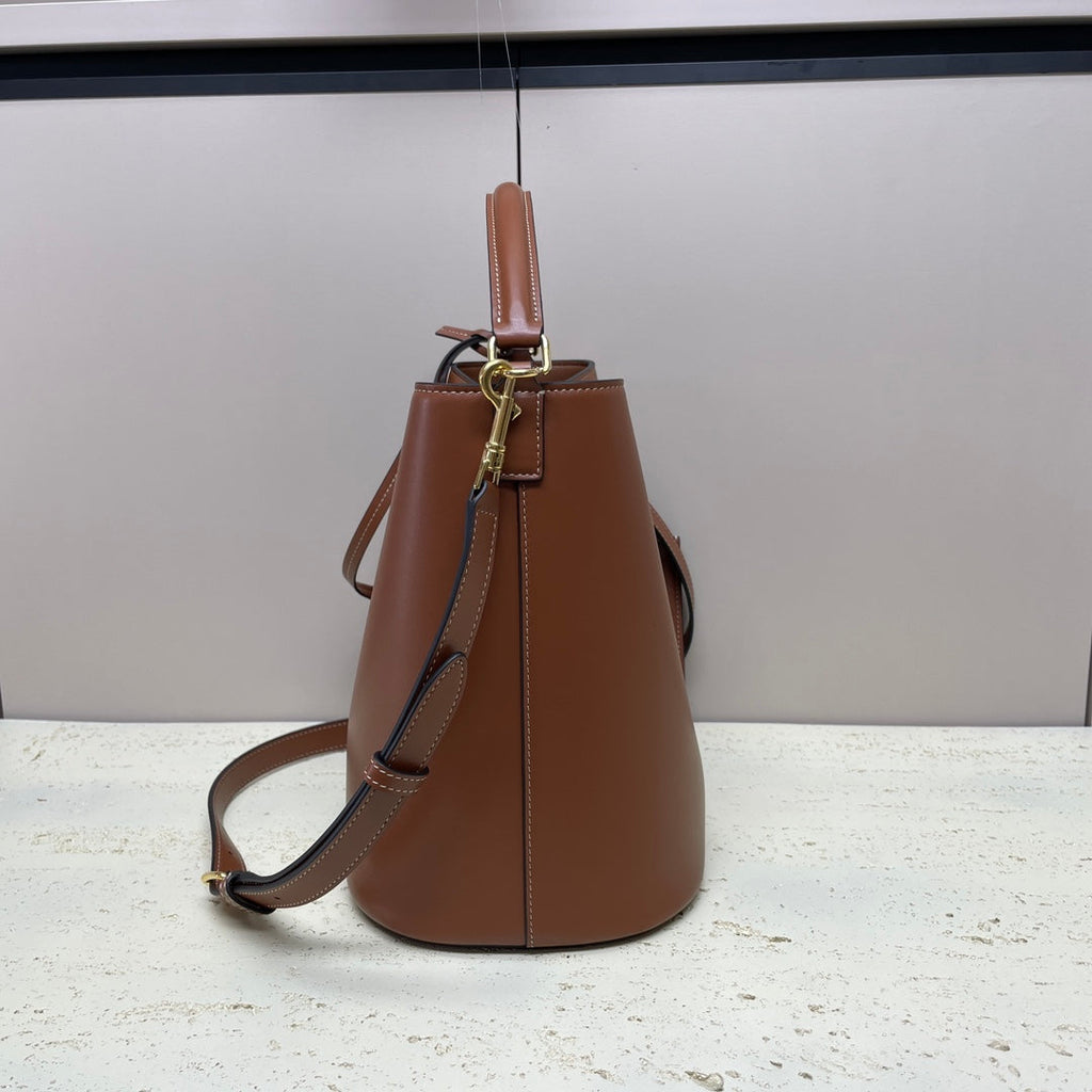 MEDIUM 28 LOUISE BAG IN BRONZE BROWN SMOOTH CALFSKIN
