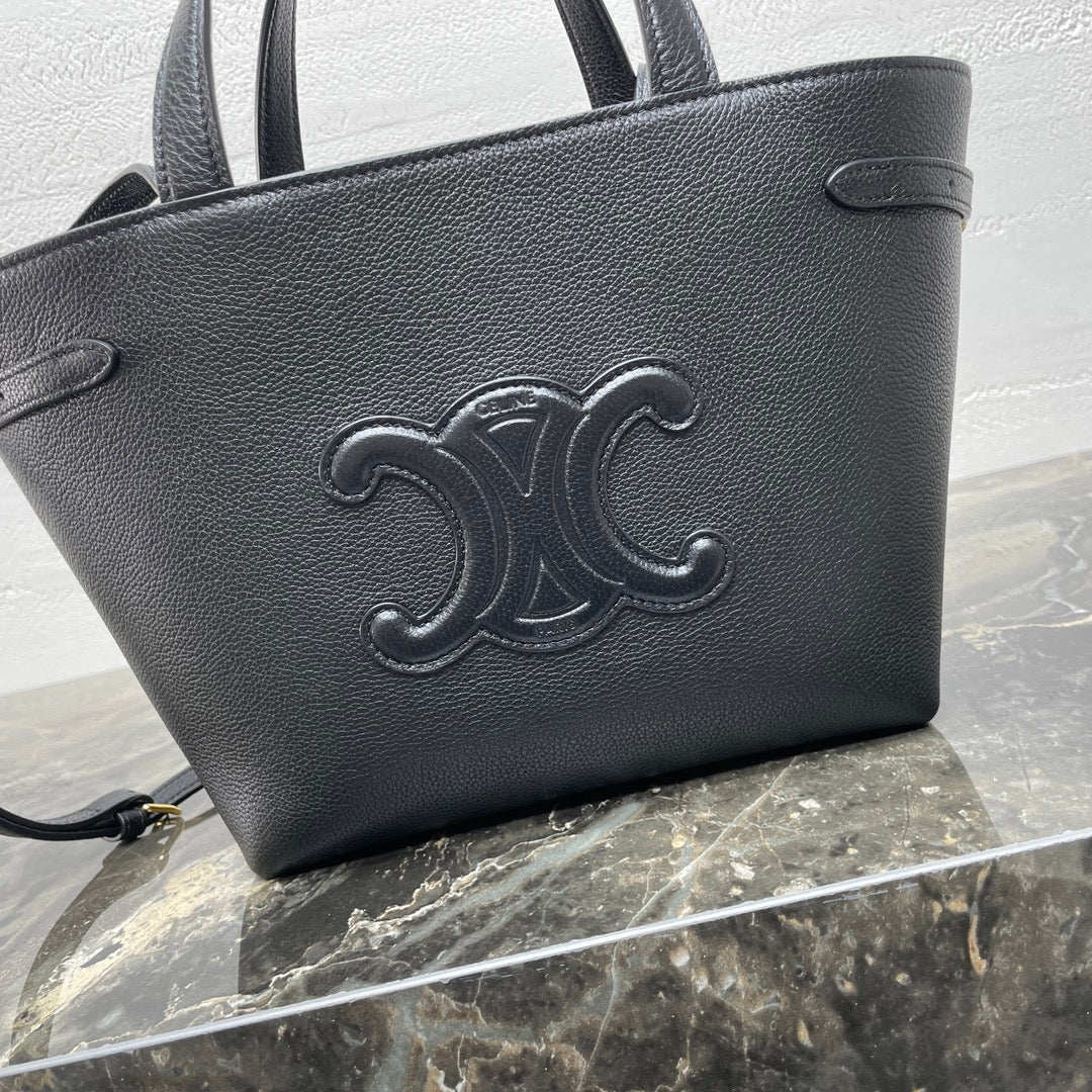 MINI CABAS ANAÏS CUIR TRIOMPHE 21 IN BLACK GRAINED CALFSKIN