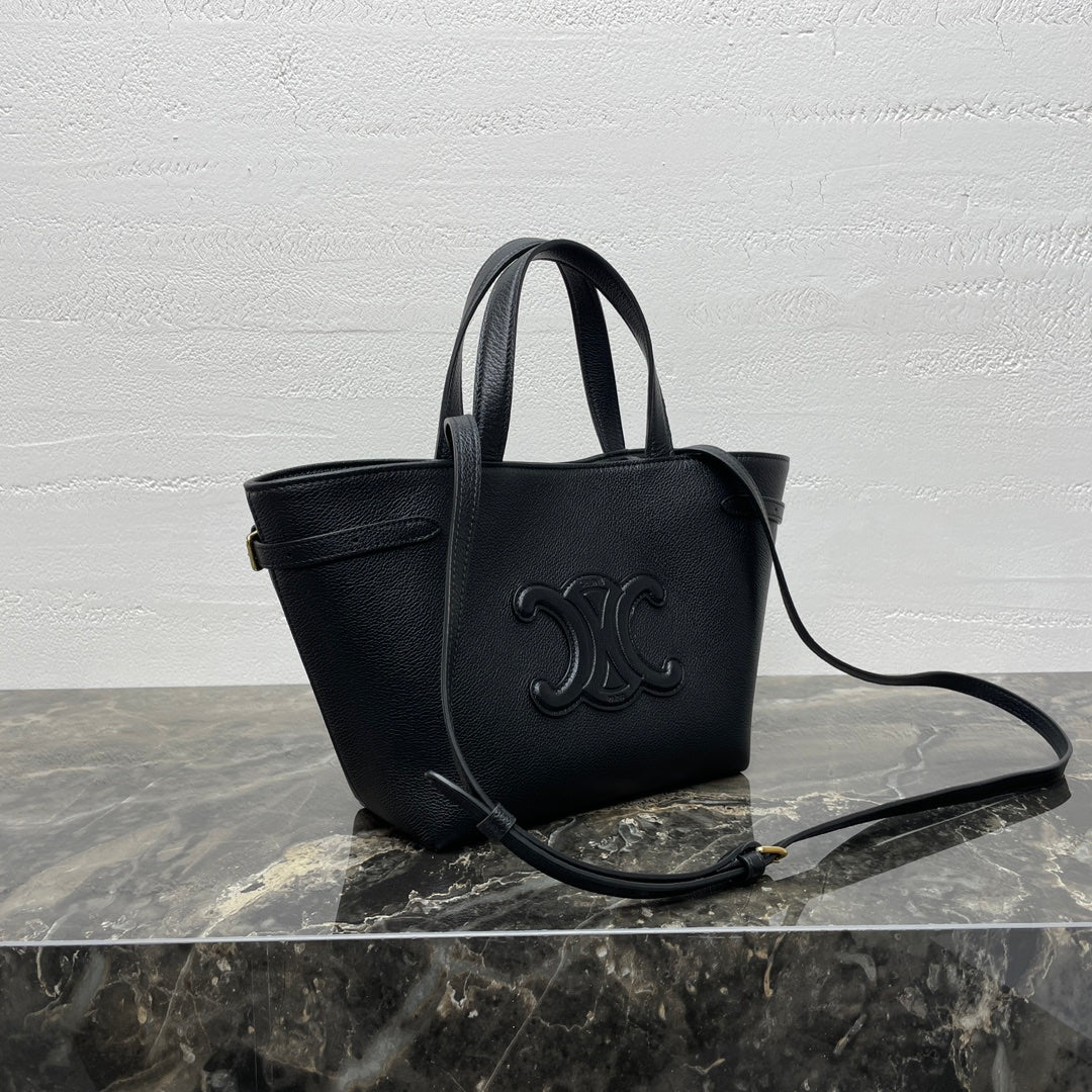 MINI CABAS ANAÏS CUIR TRIOMPHE 21 IN BLACK GRAINED CALFSKIN