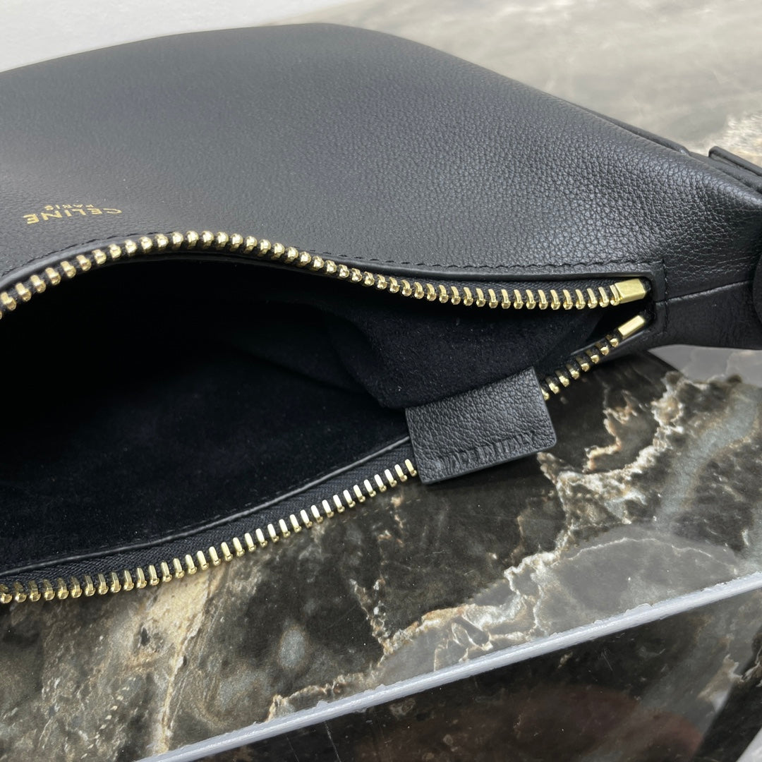 CELINE 25S TEEN LULU BAG 24 IN BLACK CALFSKIN GOLD HARDWARE