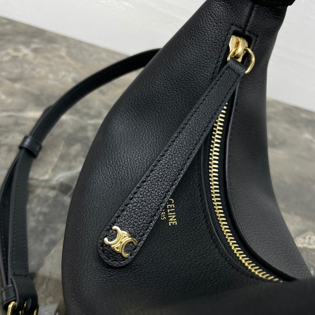 CELINE 25S TEEN LULU BAG 24 IN BLACK CALFSKIN GOLD HARDWARE