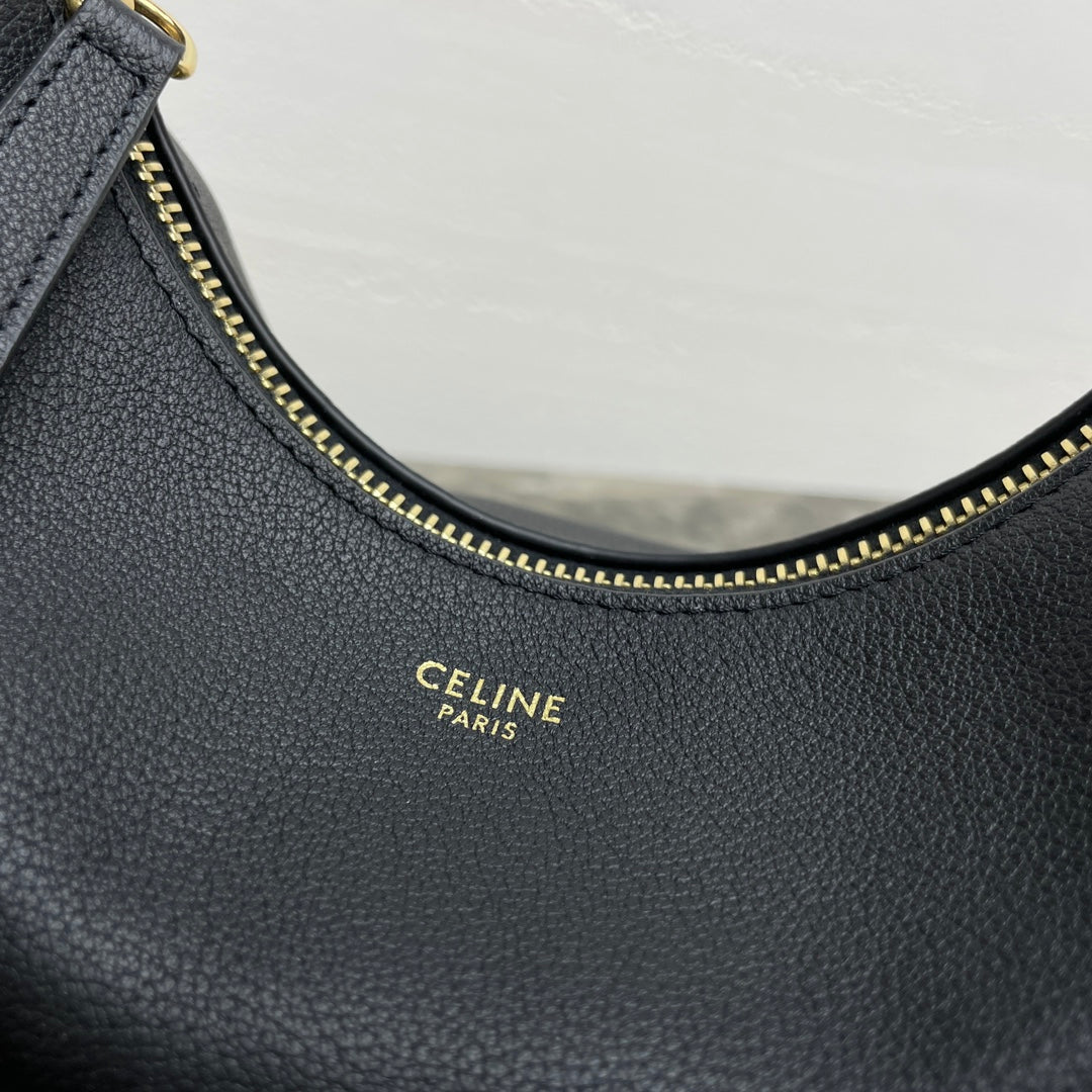 CELINE 25S TEEN LULU BAG 24 IN BLACK CALFSKIN GOLD HARDWARE