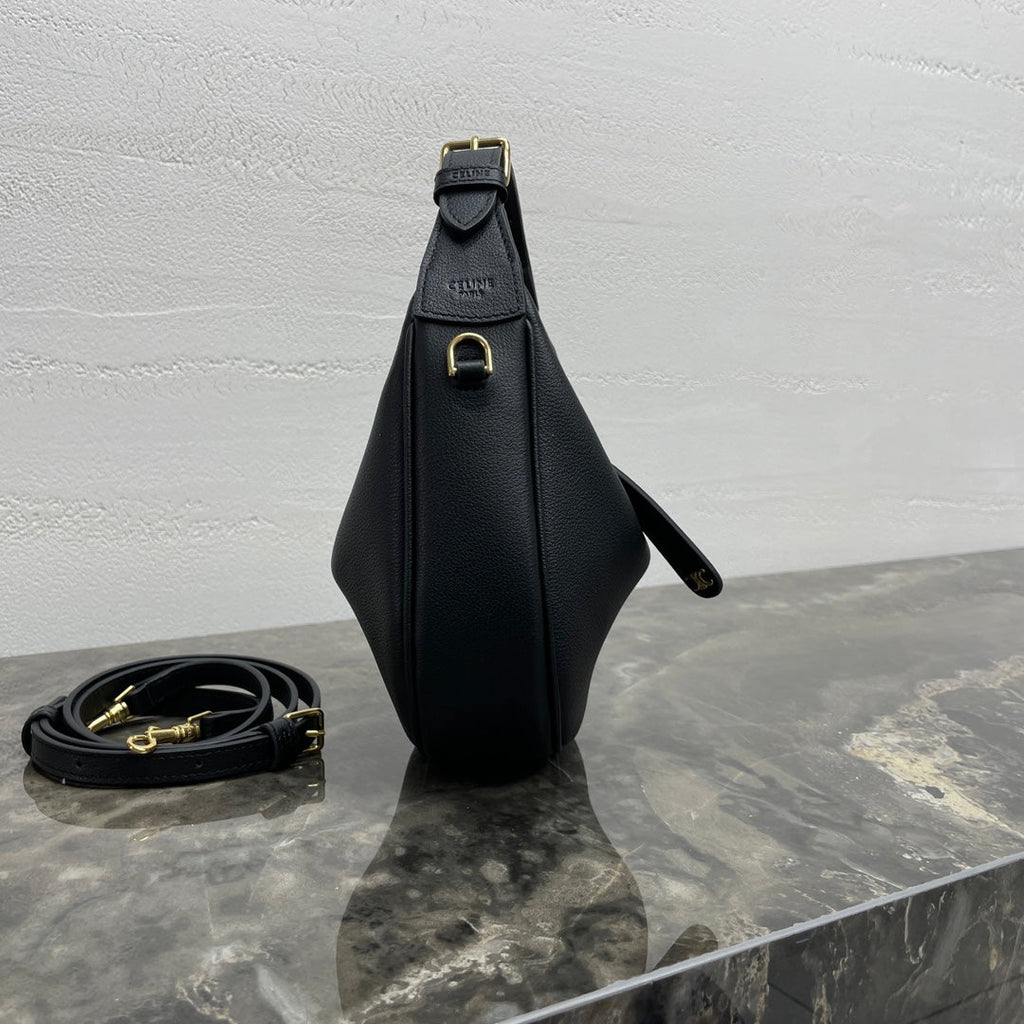 CELINE 25S TEEN LULU BAG 24 IN BLACK CALFSKIN GOLD HARDWARE