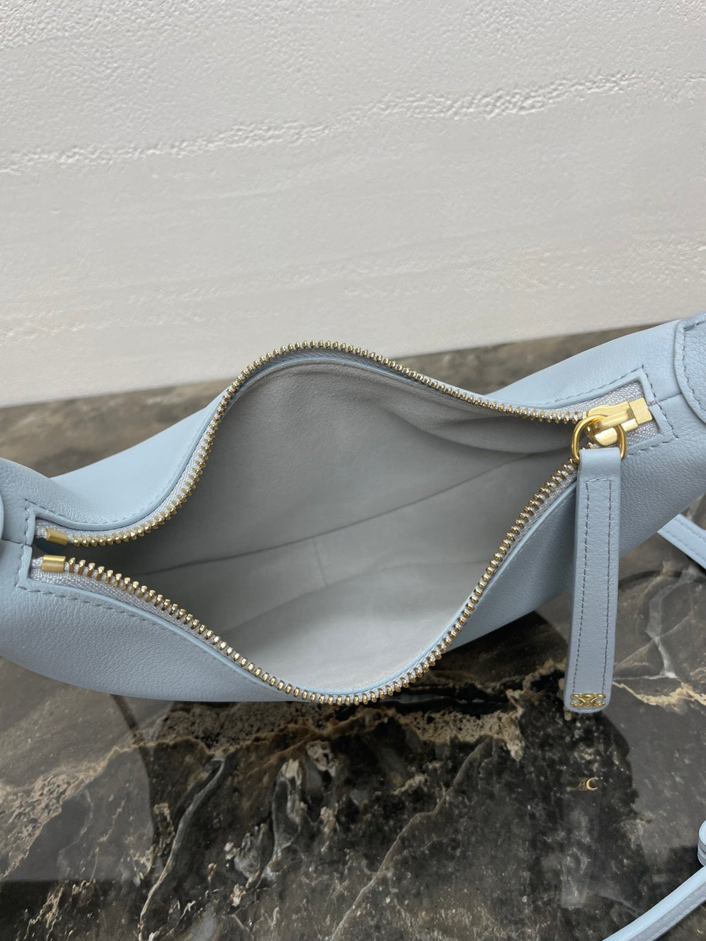 CELINE 25S TEEN LULU BAG 24 IN LIGHT BLUE CALFSKIN GOLD HARDWARE