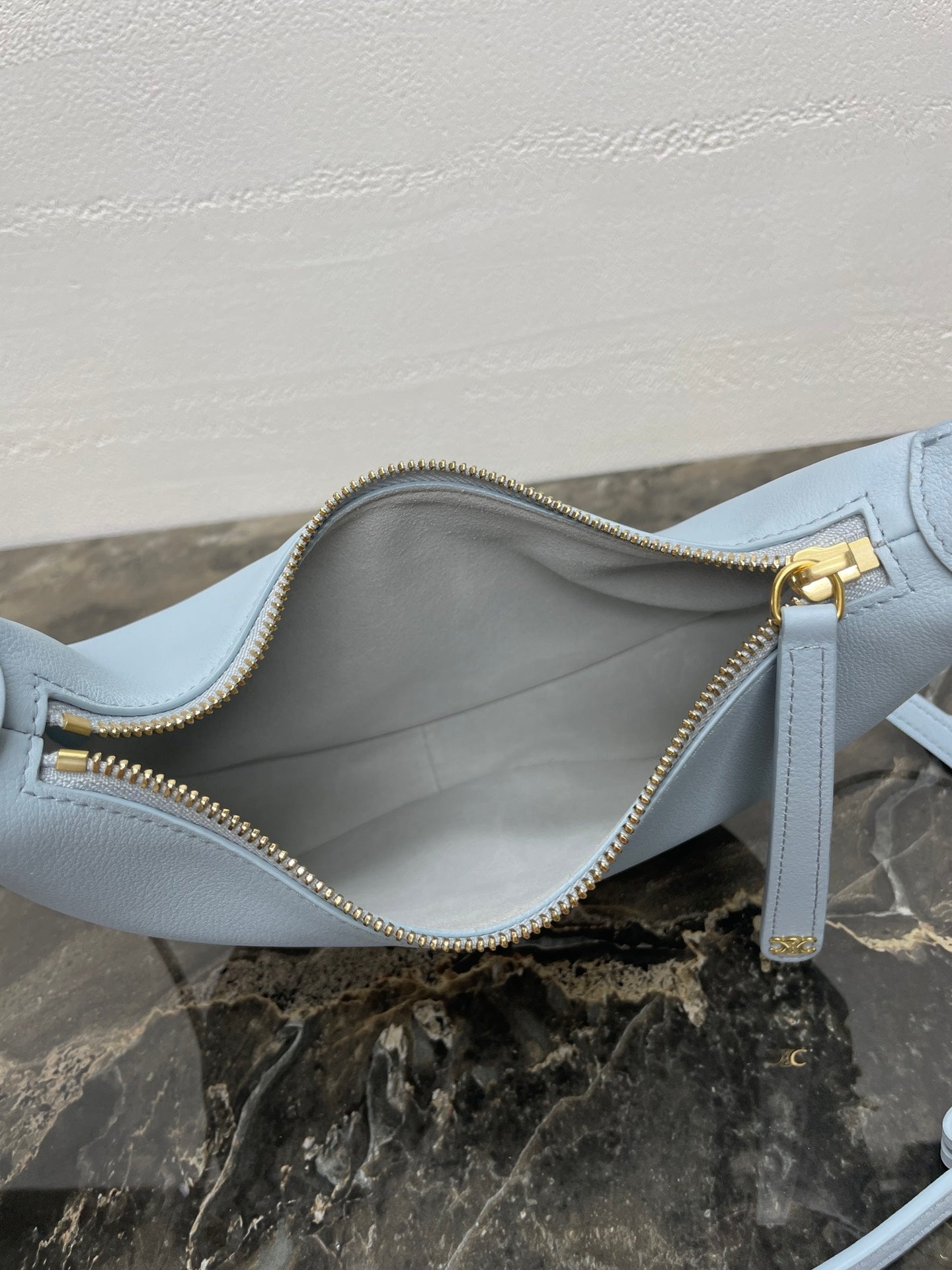 CELINE 25S TEEN LULU BAG 24 IN LIGHT BLUE CALFSKIN GOLD HARDWARE