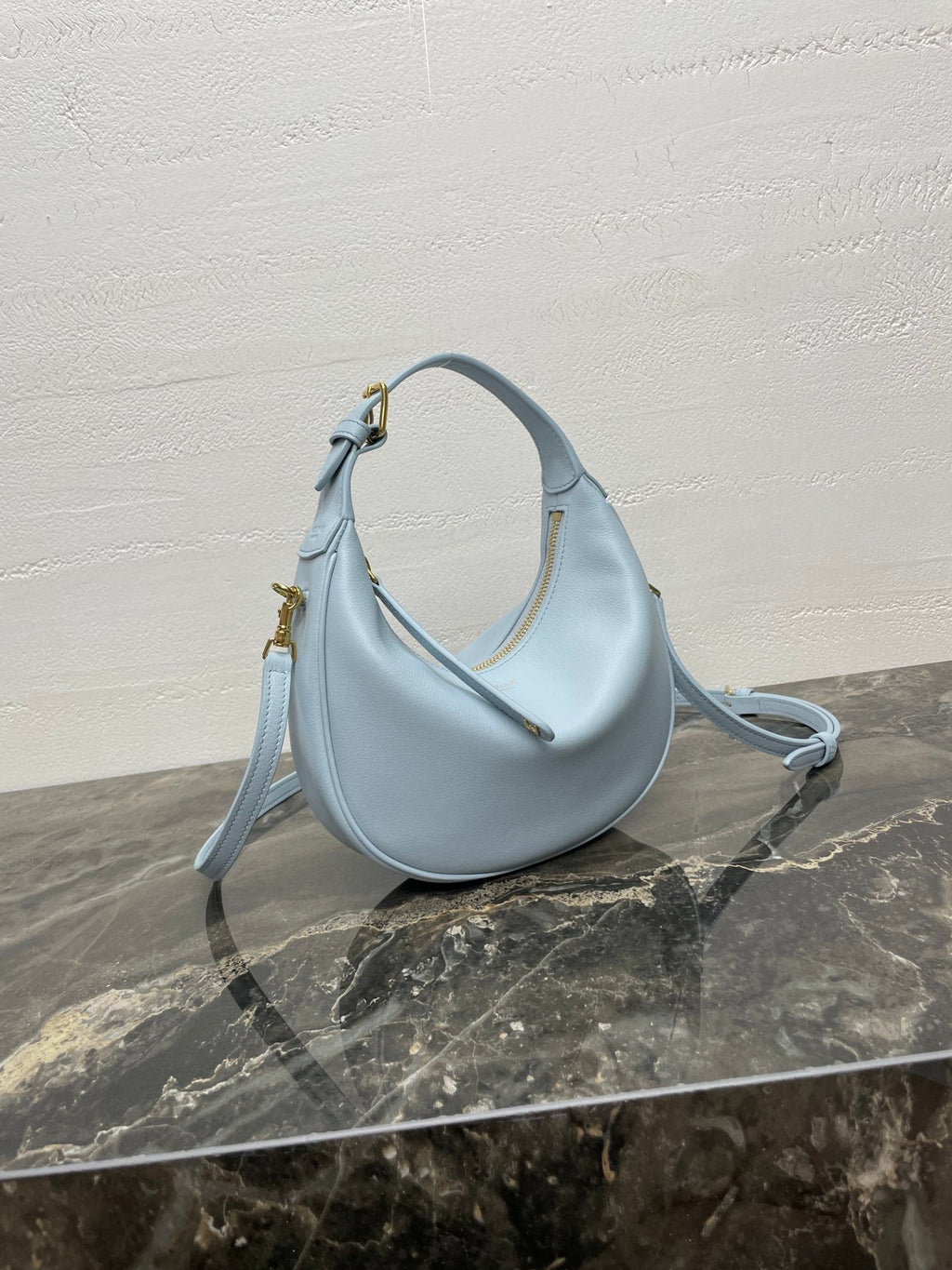 CELINE 25S TEEN LULU BAG 24 IN LIGHT BLUE CALFSKIN GOLD HARDWARE