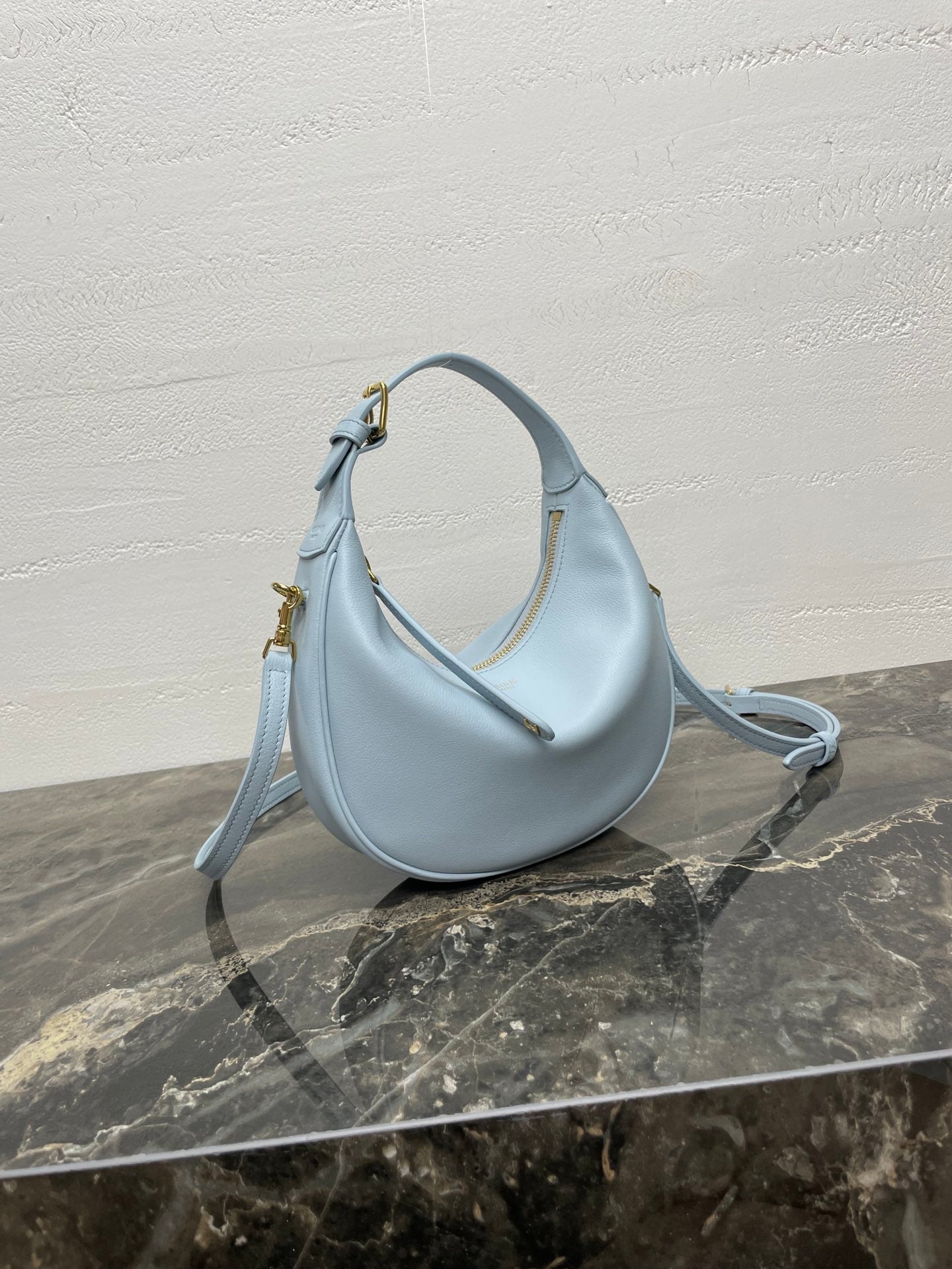 CELINE 25S TEEN LULU BAG 24 IN LIGHT BLUE CALFSKIN GOLD HARDWARE