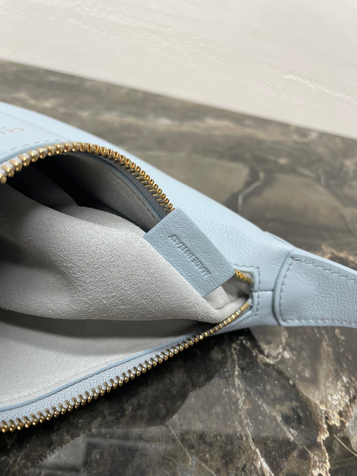 CELINE 25S TEEN LULU BAG 24 IN LIGHT BLUE CALFSKIN GOLD HARDWARE