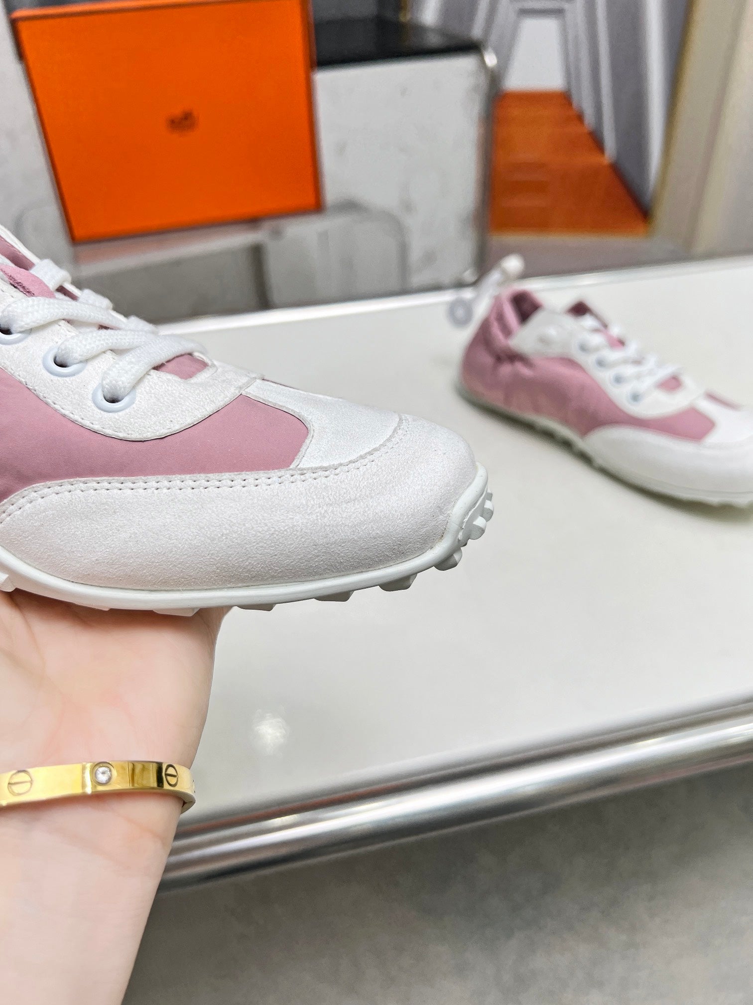 SKATEBOARD SHOES LIGHT PINK MIX WHITE SUEDE