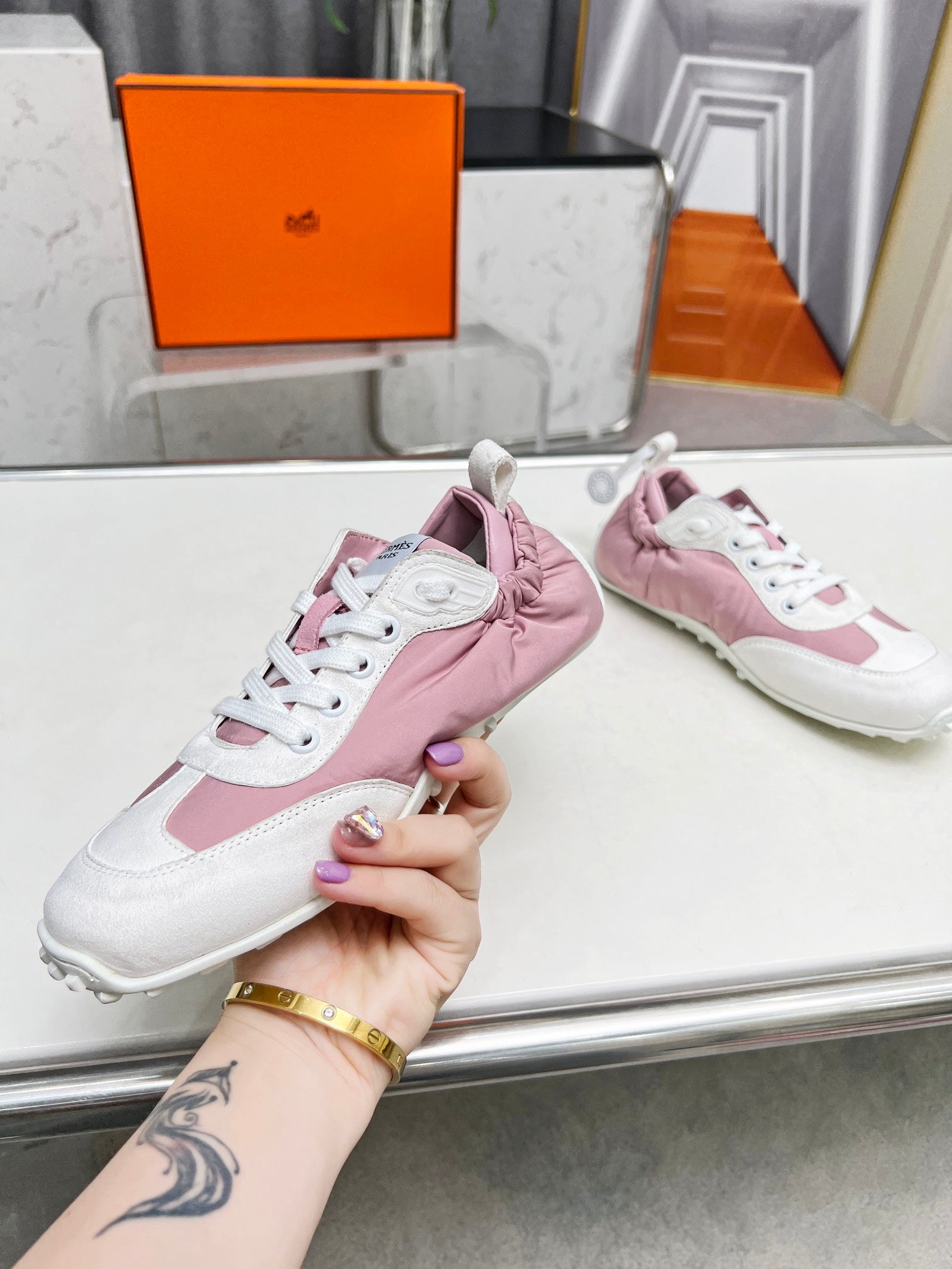 SKATEBOARD SHOES LIGHT PINK MIX WHITE SUEDE