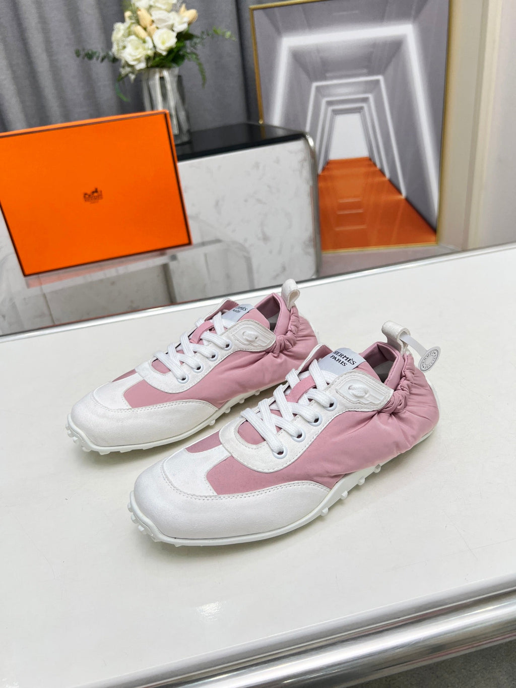 SKATEBOARD SHOES LIGHT PINK MIX WHITE SUEDE