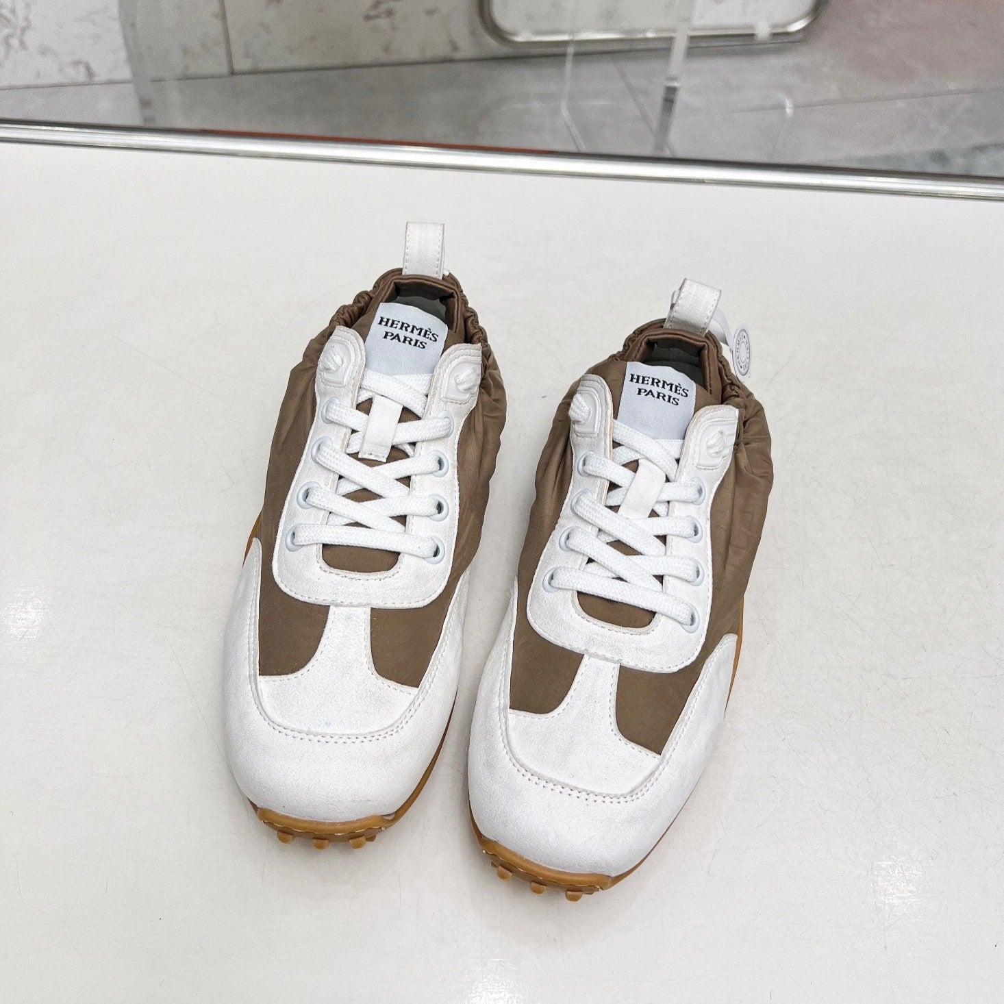 SKATEBOARD SHOES BROWN MIX WHITE SUEDE