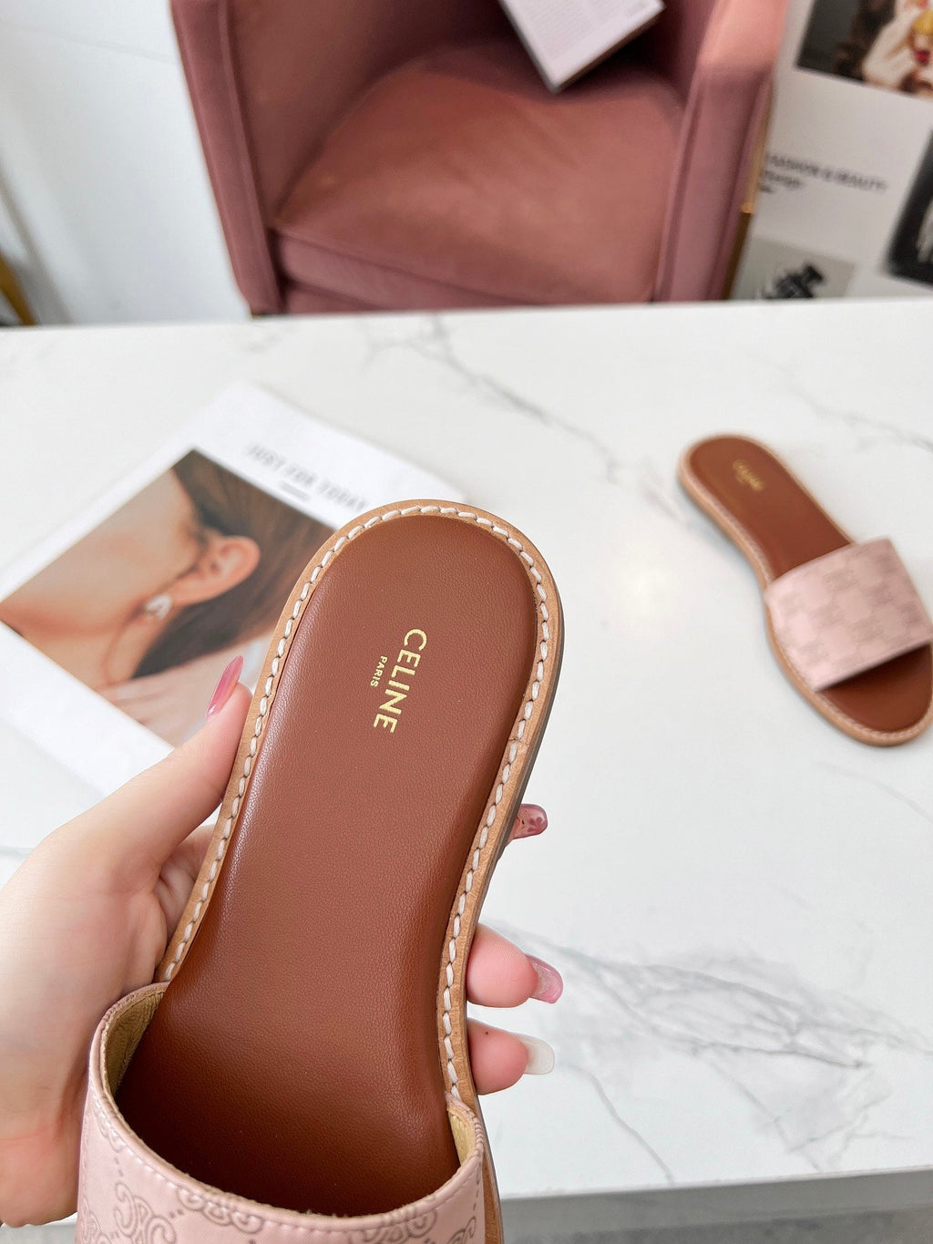 LYMPIA MULE DESERT SAND BEIGE CANVAS EMBROIDERED LOGO