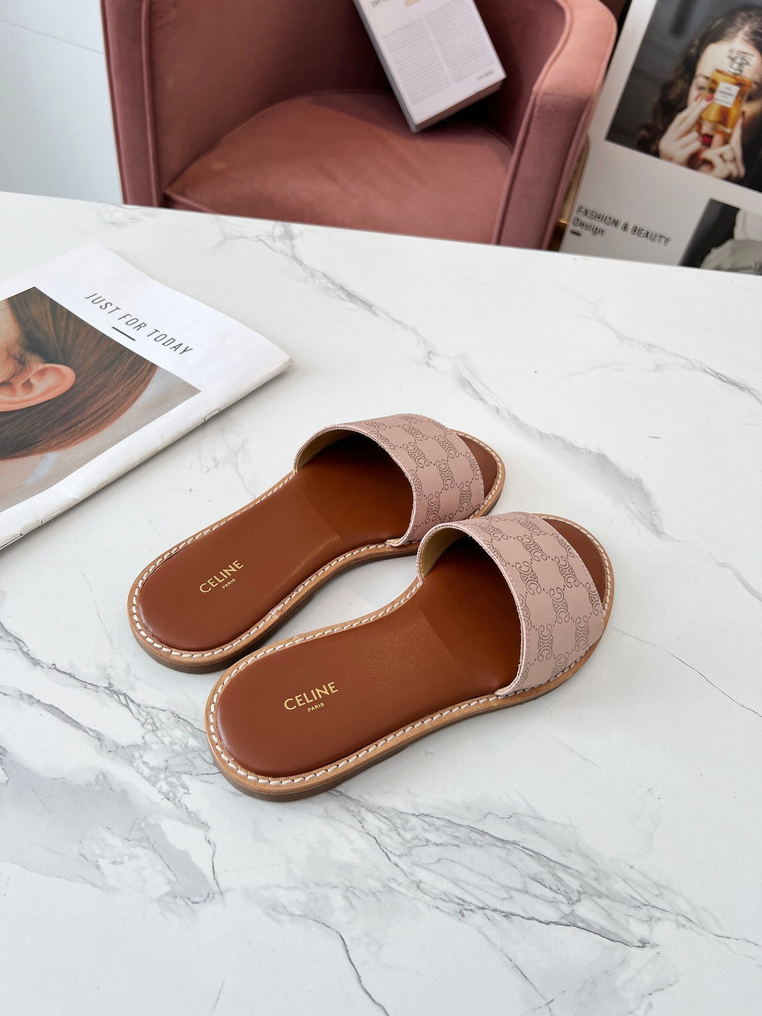 LYMPIA MULE DESERT SAND BEIGE CANVAS EMBROIDERED LOGO