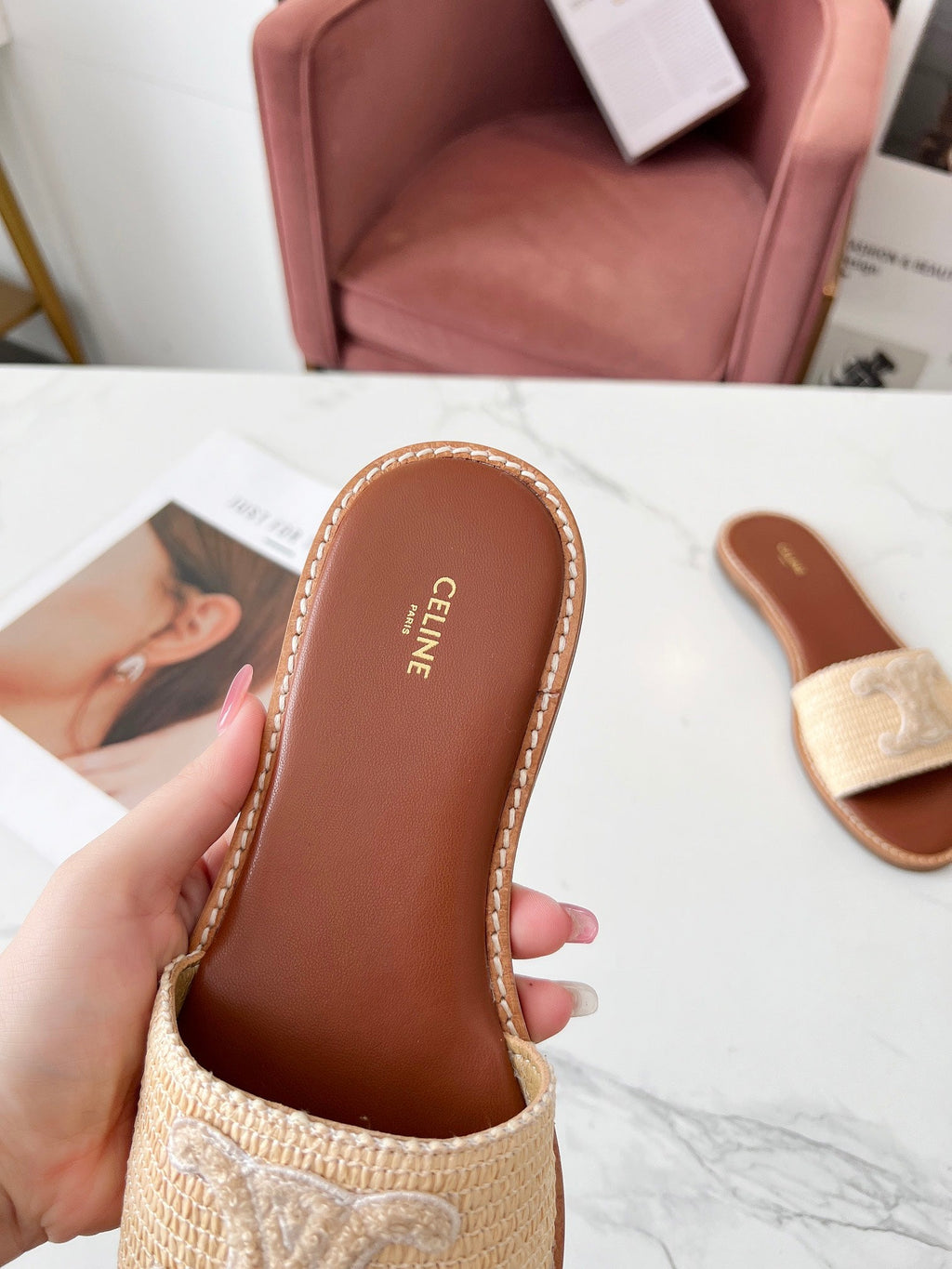 LYMPIA MULE BEIGE RAFFIA AND WOOL