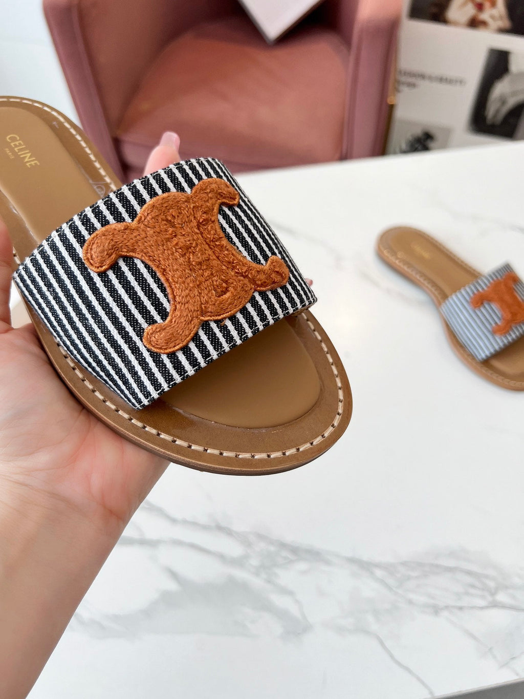 LYMPIA MULE BLACK MIX WHITE CANVAS WOOL LOGO