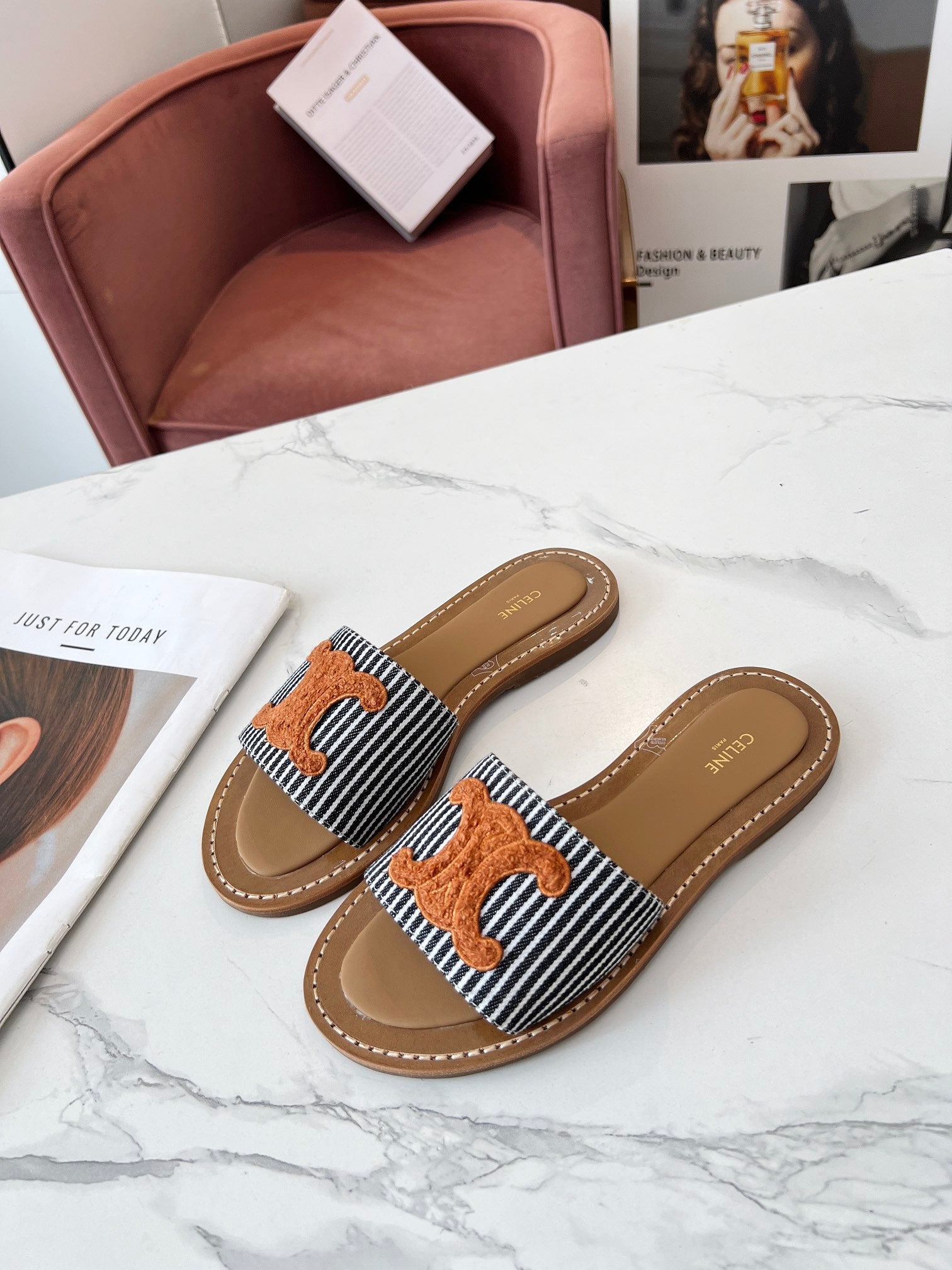 LYMPIA MULE BLACK MIX WHITE CANVAS WOOL LOGO