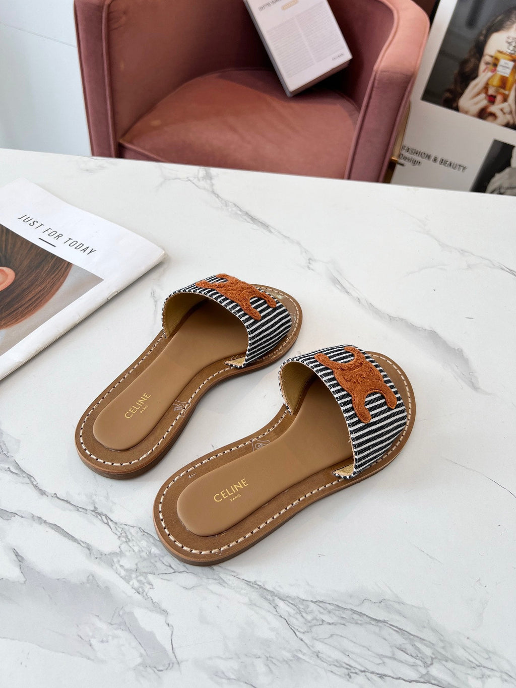 LYMPIA MULE BLACK MIX WHITE CANVAS WOOL LOGO