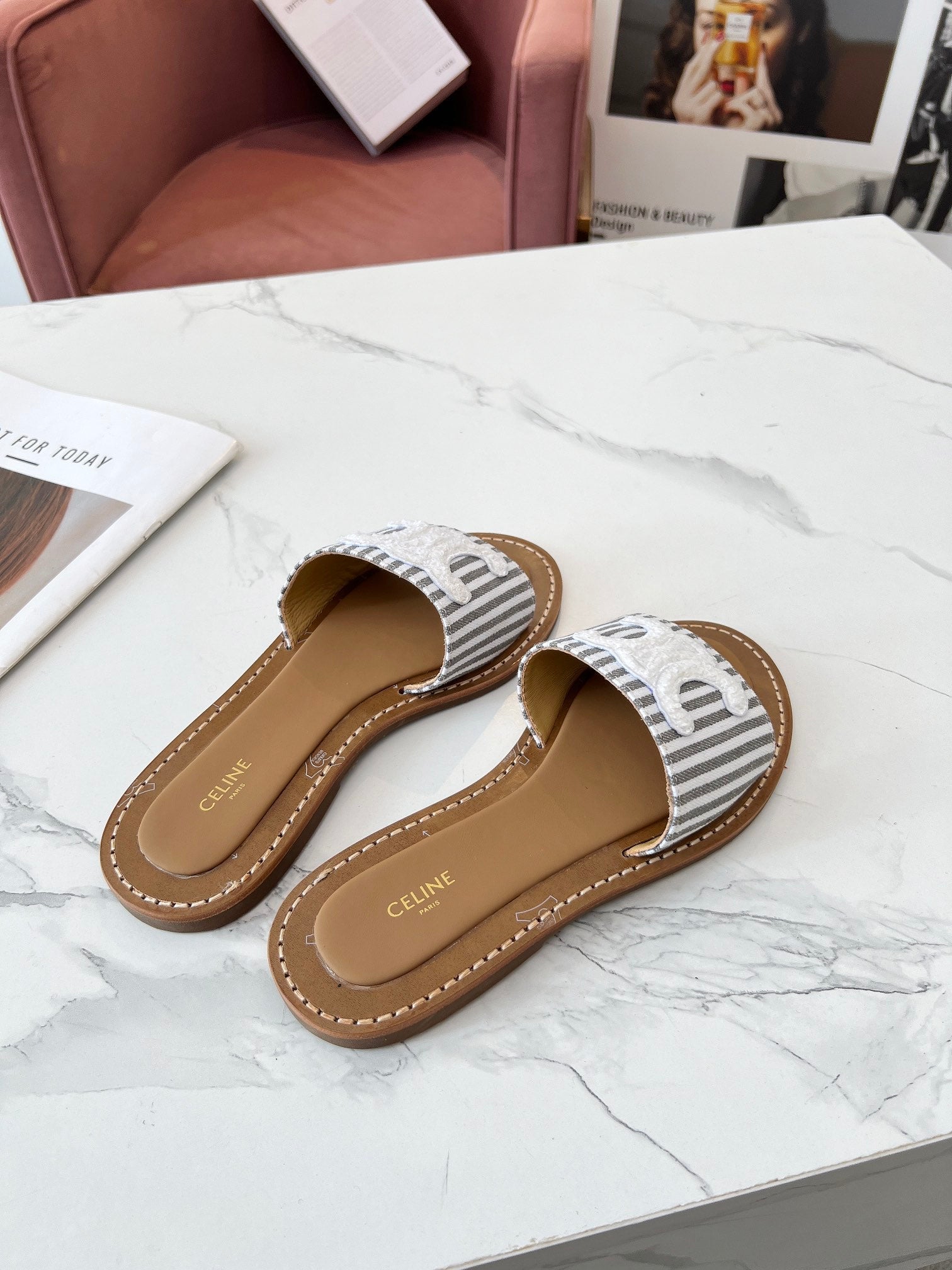 LYMPIA MULE JUMBO GREY MIX WHITE CANVAS WOOL LOGO