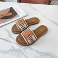 LYMPIA MULE WHITE MIX BROWN RAFFIA PERU BROWN LOGO